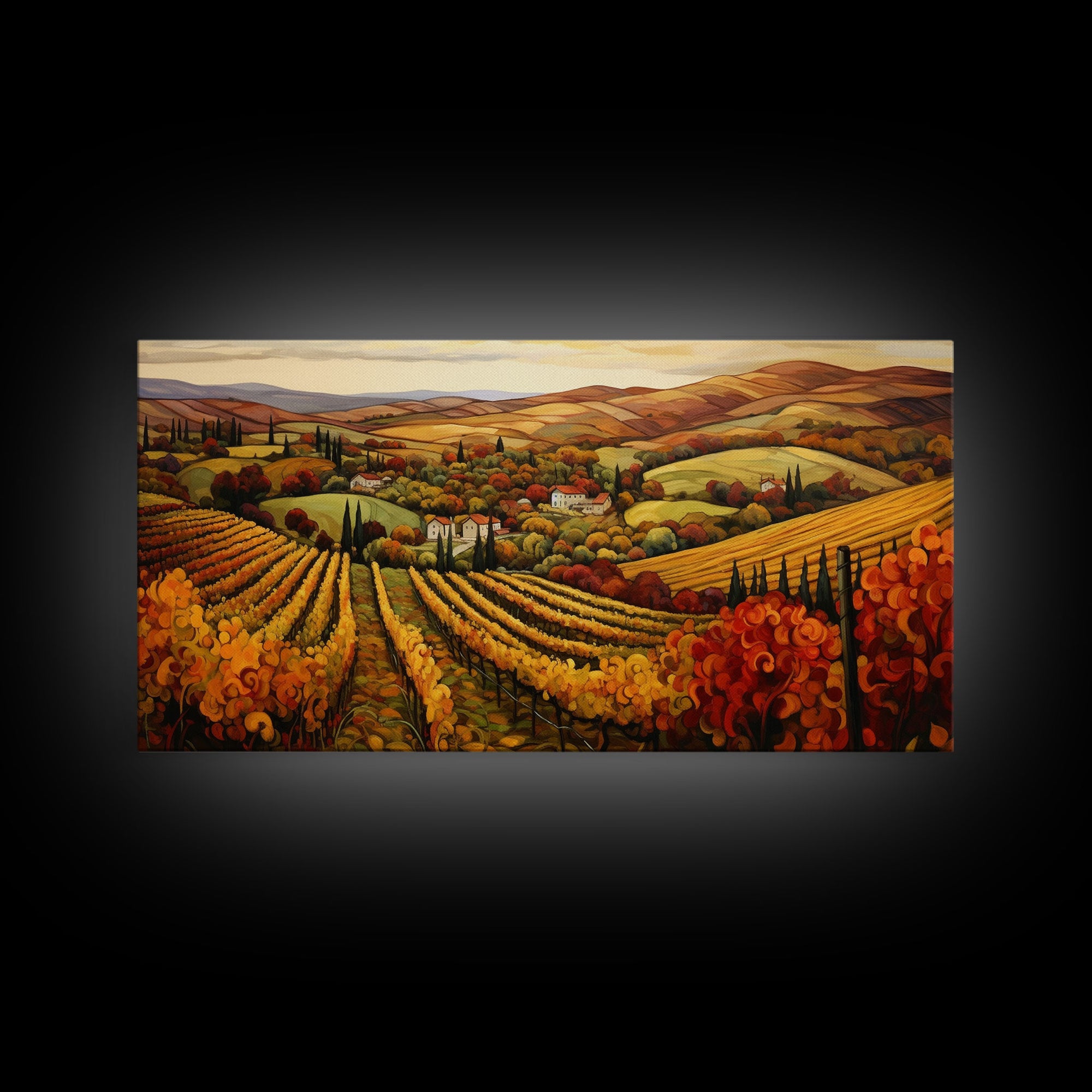 The Italian Countryside In The Fall, Framed Canvas Print, Boho Decor, Autumn Art, Fall Decor, Farmhouse Decor, Best Seller, Fall Centerpiece