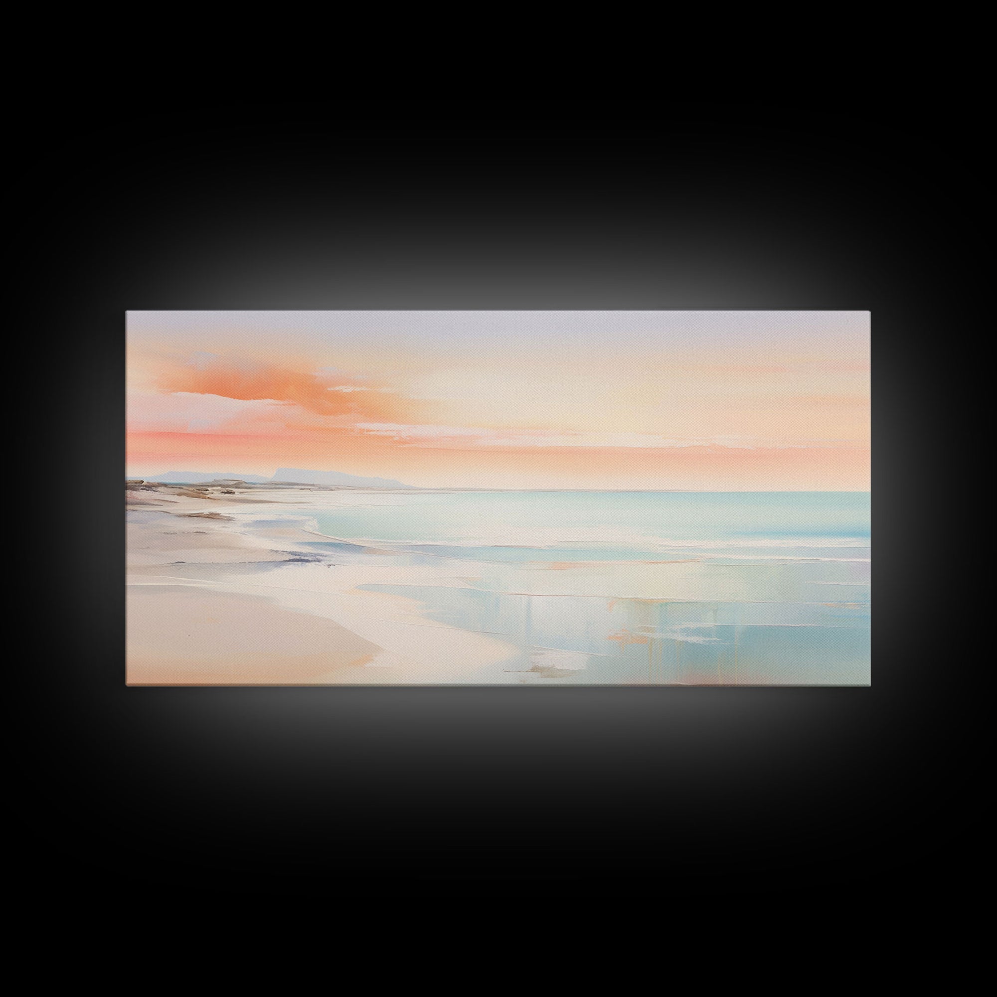 Seascape Art, Beach Art Print, Pink Sky Print, Panoramic Art, Wall Art, Canvas Art, Landscape Art Print, Gift For Couples, Family Home Décor