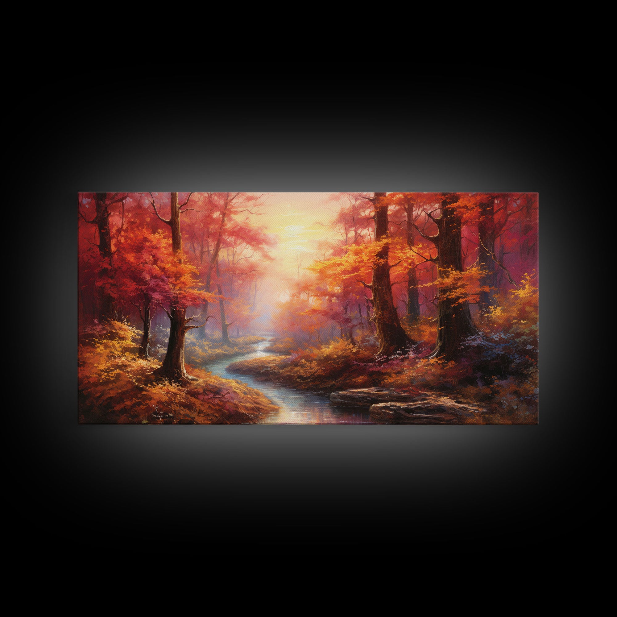 Sunset Wall Art, Forest Wall Art, Autumn Art, River Art, Panoramic Art, Wall Art, Canvas Art, Landscape Art, Couples Gift, Farmhouse Decor