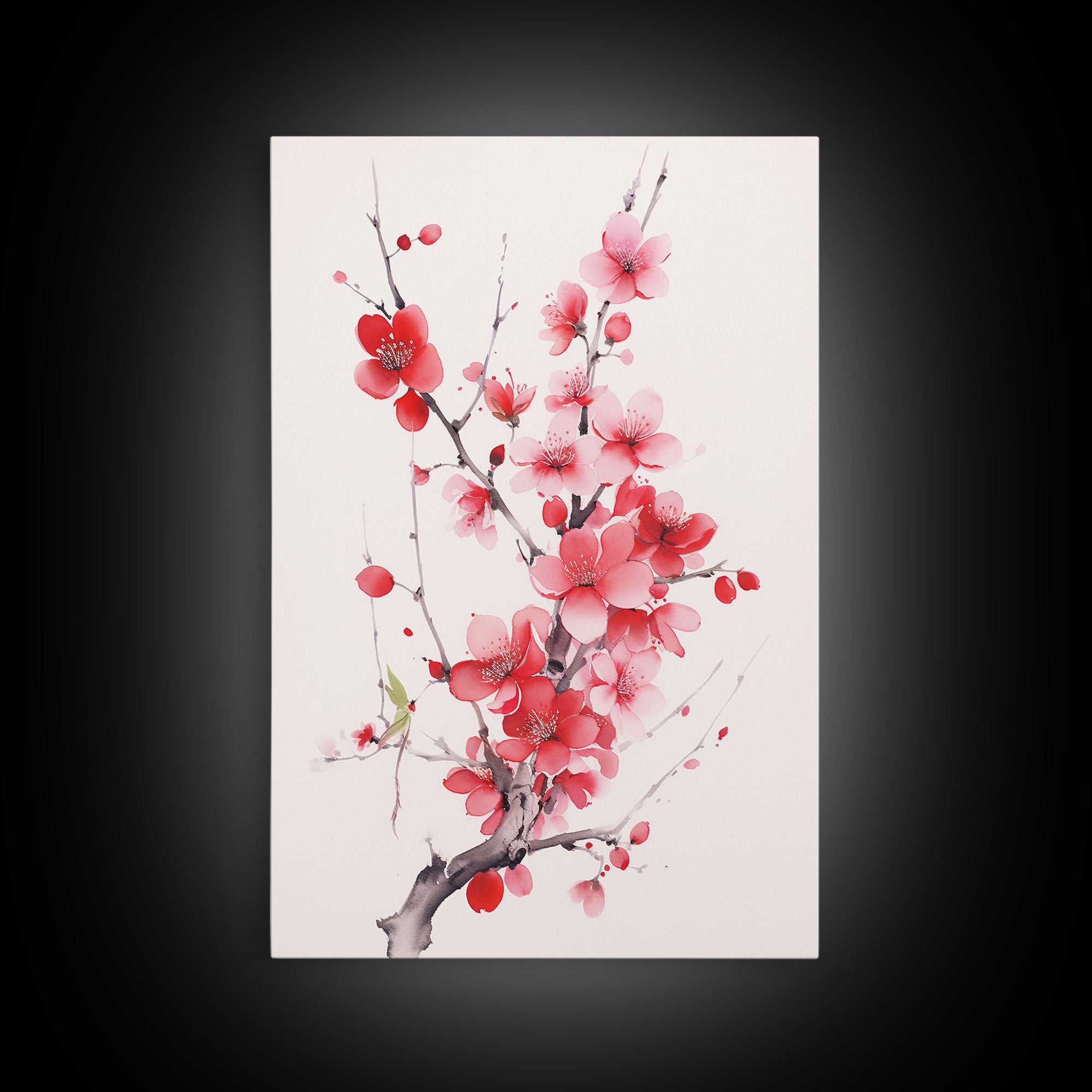 Cherry Blossom, Pink Flowers, Floral Wall Art, Nature Art, Canvas Print, Wall Art, Vertical Art, Housewarming Gift, Country Home Wall Art