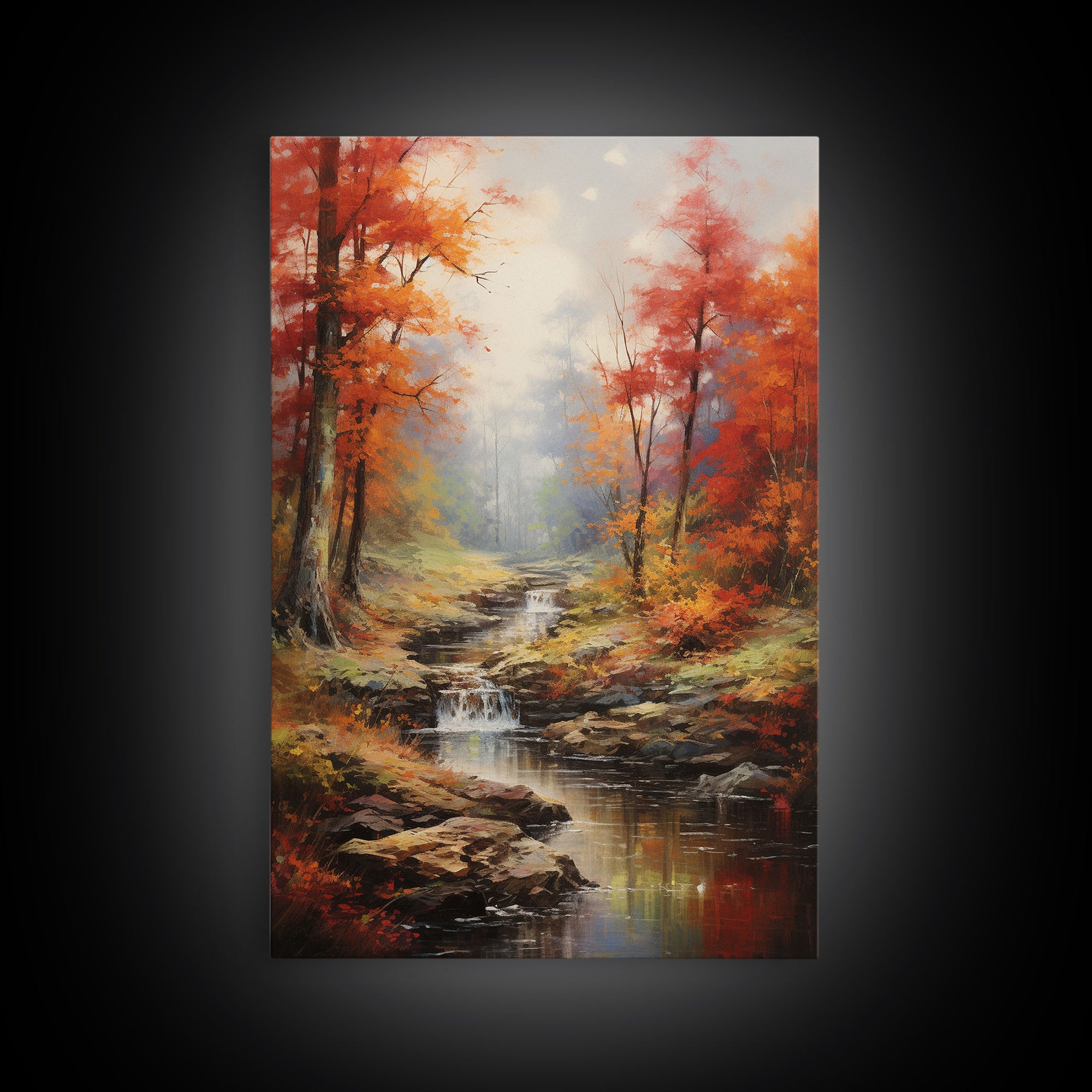 Stream,  Forest Wall Art, Autumn Art Print, Canvas Print, Wall Art, Vertical Art, Nature Wall Art, Business Gift, Above Bed Art, Wall Decor