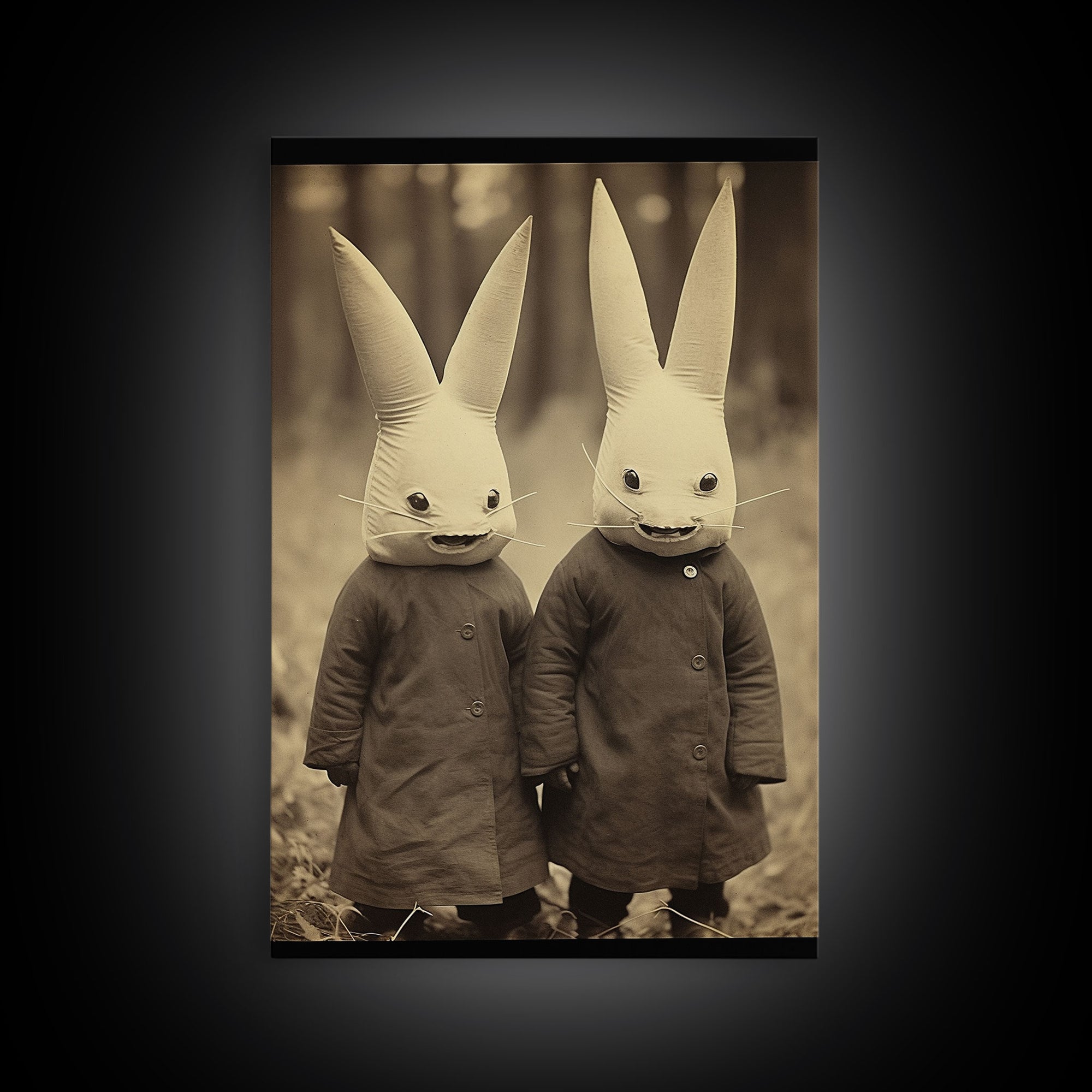 The Bunny Boys, Spooky Halloween Art, Scary Wall Decor, Spooky / Creepy Halloween Decor, Thought Provoking Haunted Art