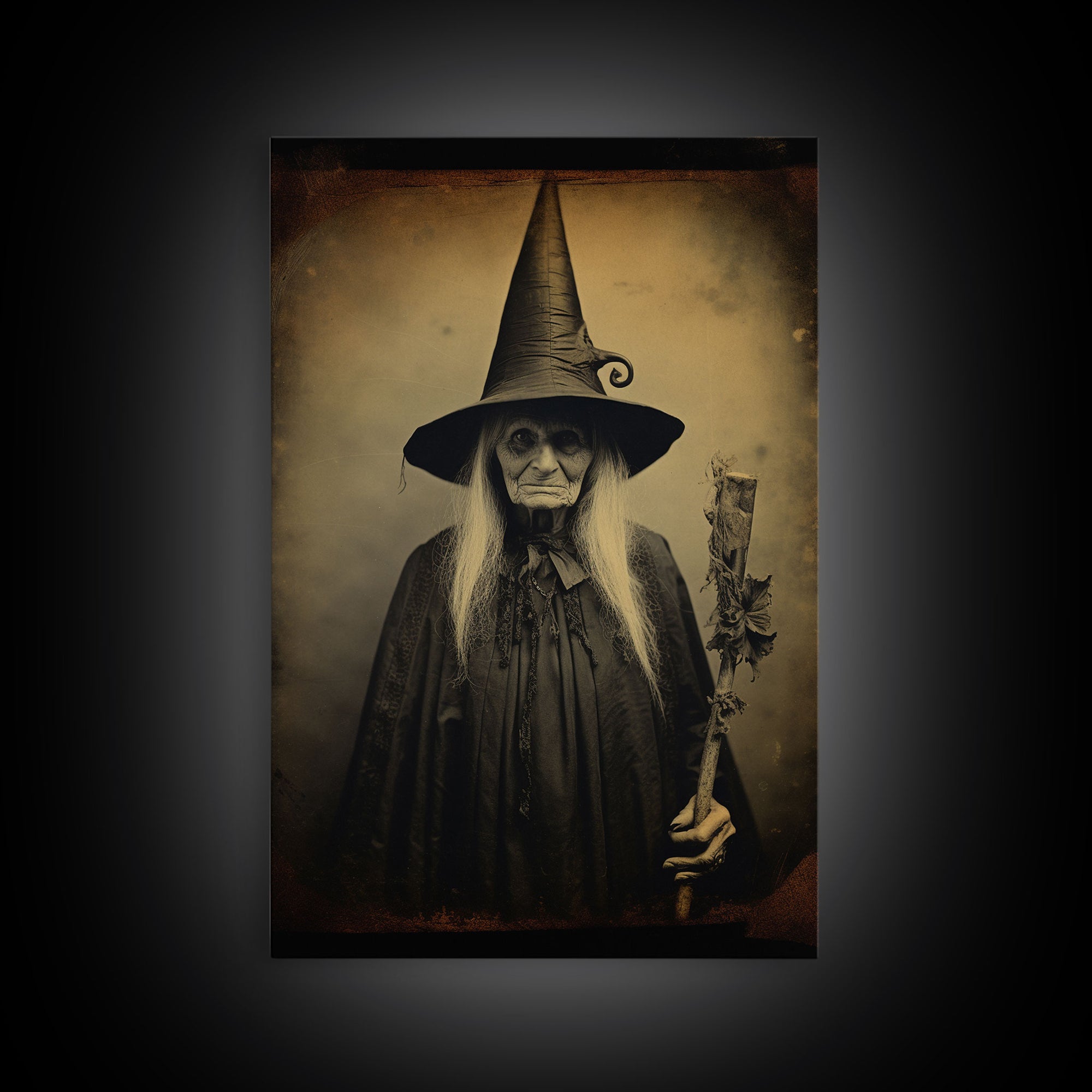 Witch Halloween, Scary Wall Art, Witch Art Print, Dark Art Print, Occult Art, Canvas Print, Wall Art, Vertical Print, Home Decor, Wall Decor