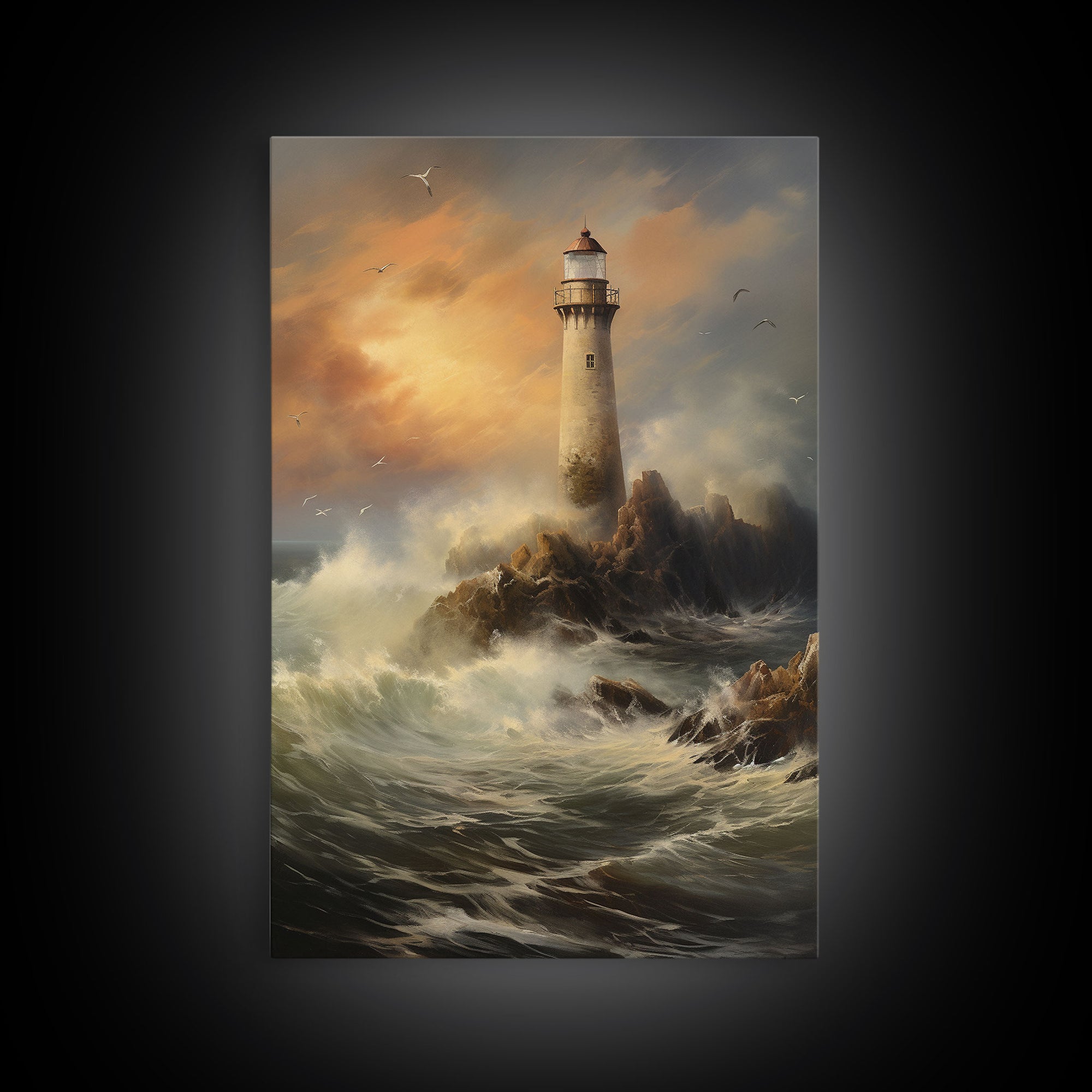 Light House Print, Ocean Wall Decor, Seascape Art, Canvas Print, Wall Art, Vertical Art, Landscape Art Print, Gift For Coworker, Wall Decor