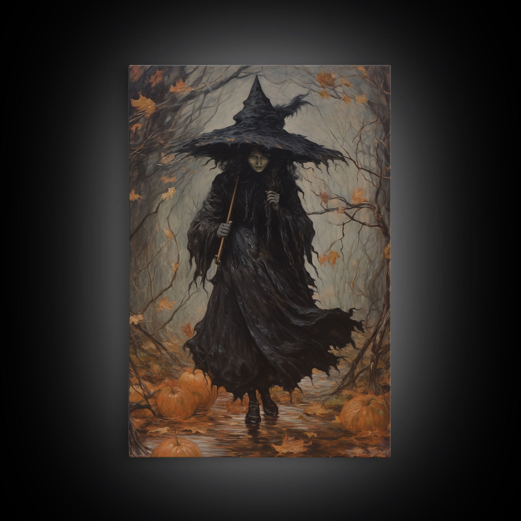 The Wicked Witch, Halloween Canvas Print, Framed Canvas, Unique Wall Art, Goth Art, Dark Academia, Witch Art, Witchcraft, Witch Decor