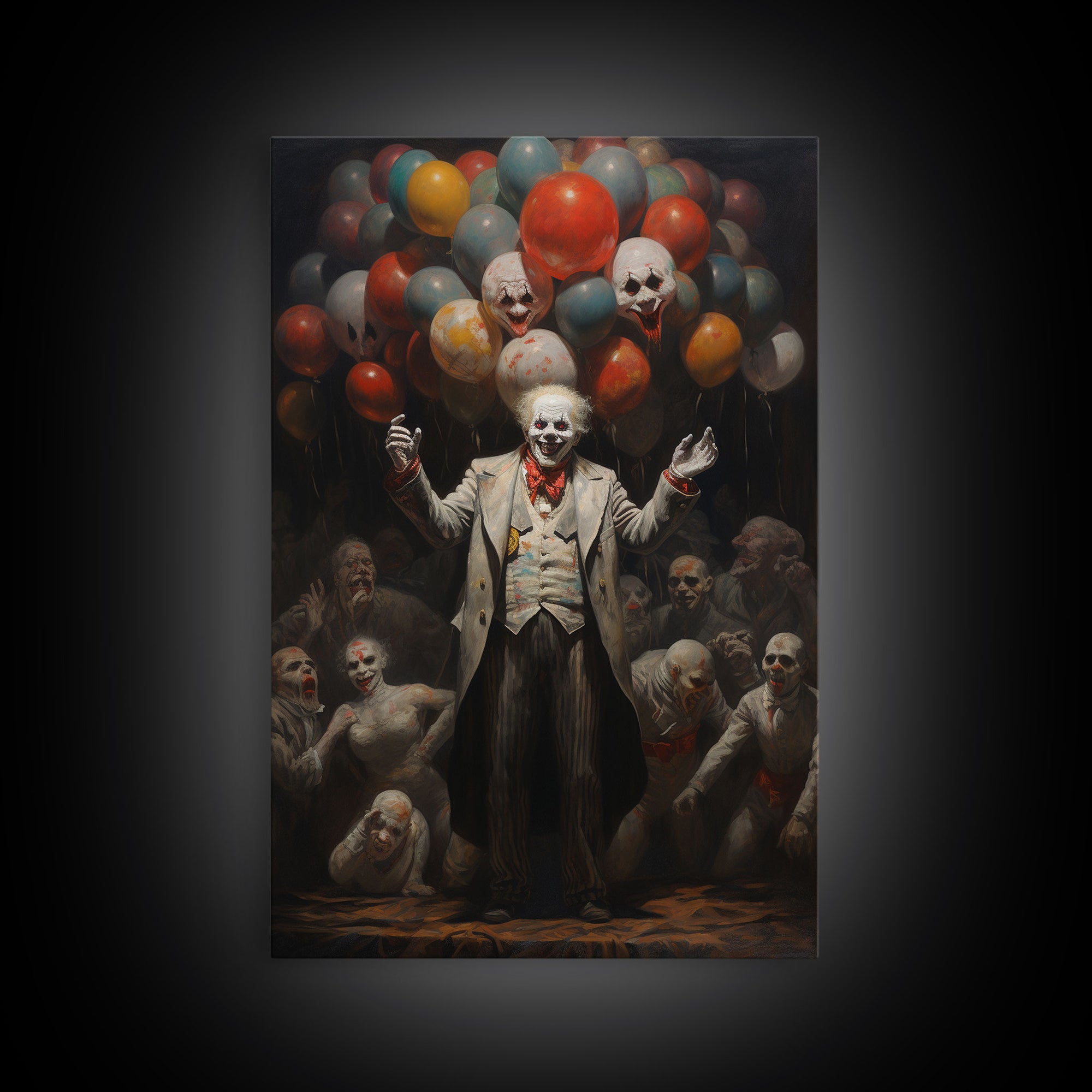 The Cursed Circus, Halloween Canvas Print / Framed Canvas, Victorian Gothic Oil Painting Print, Circus Decor, Macabre Horror Prints