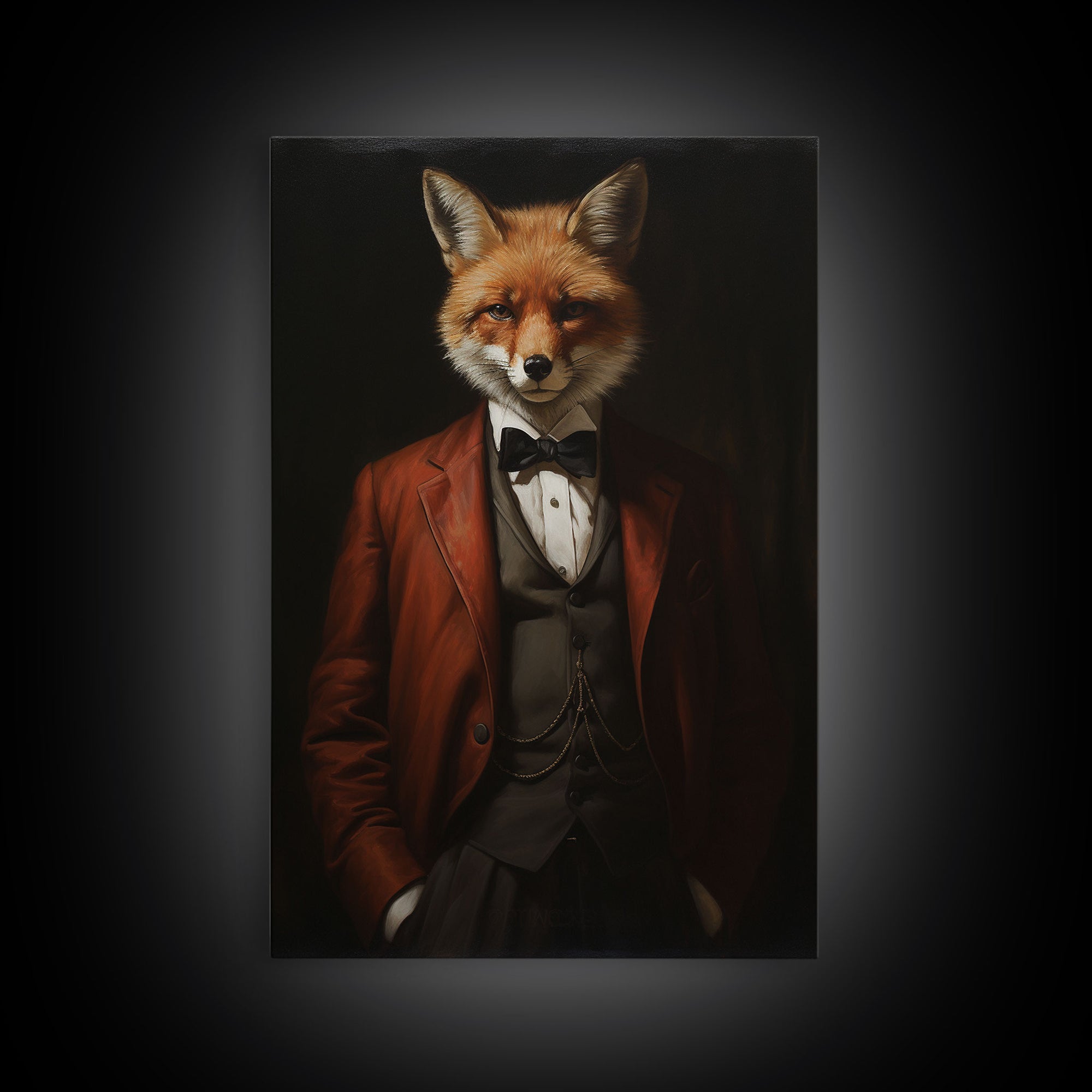 The Victorian Business Fox, Framed Canvas or Canvas Print, Halloween Decor, Dark Academia, Funny Halloween Decorations