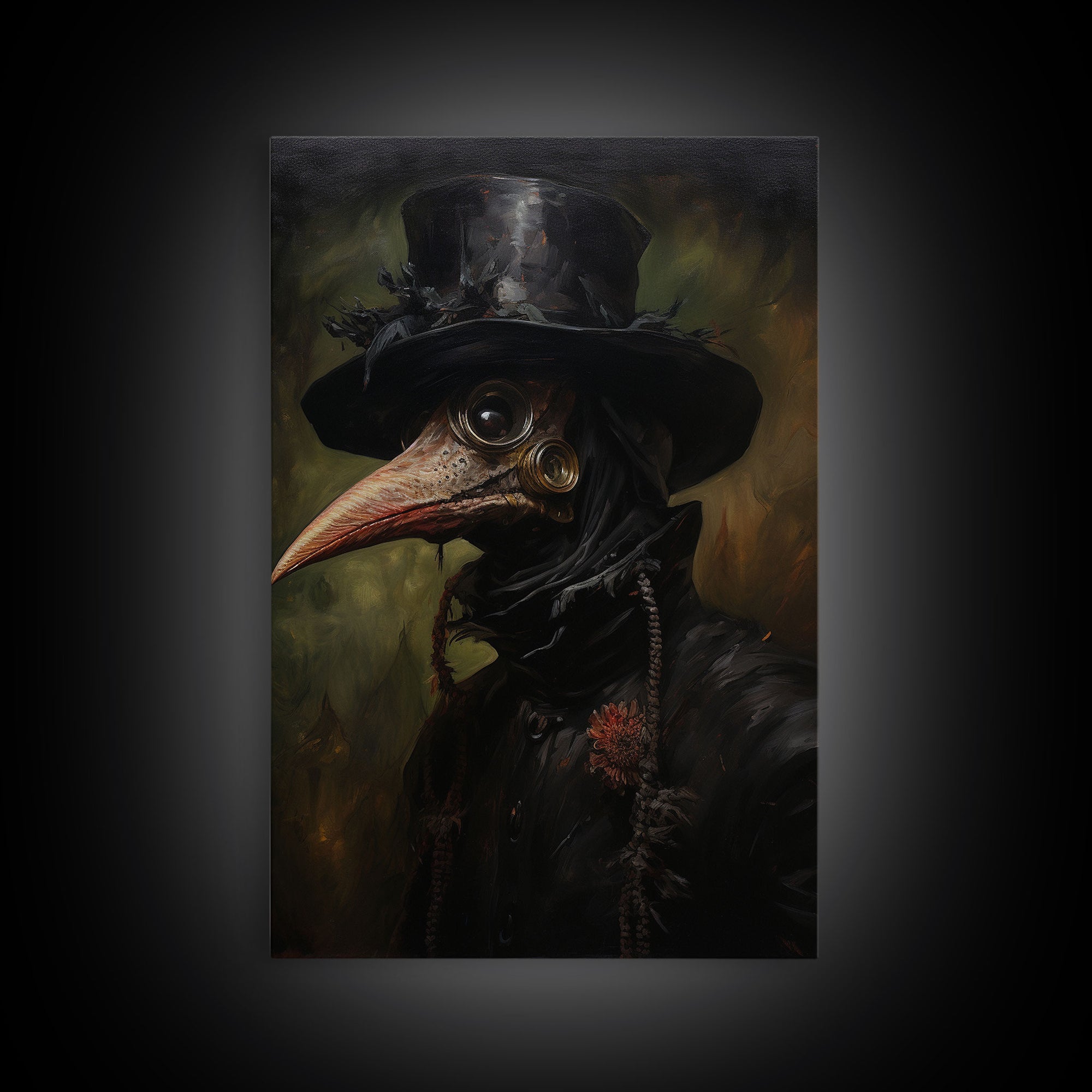 Vintage Plague Doctor Print, Vintage Canvas, Art Canvas Print, Dark Academia, Gothic Plague Doctor, Gothic Victorian Art, Framed Canvas