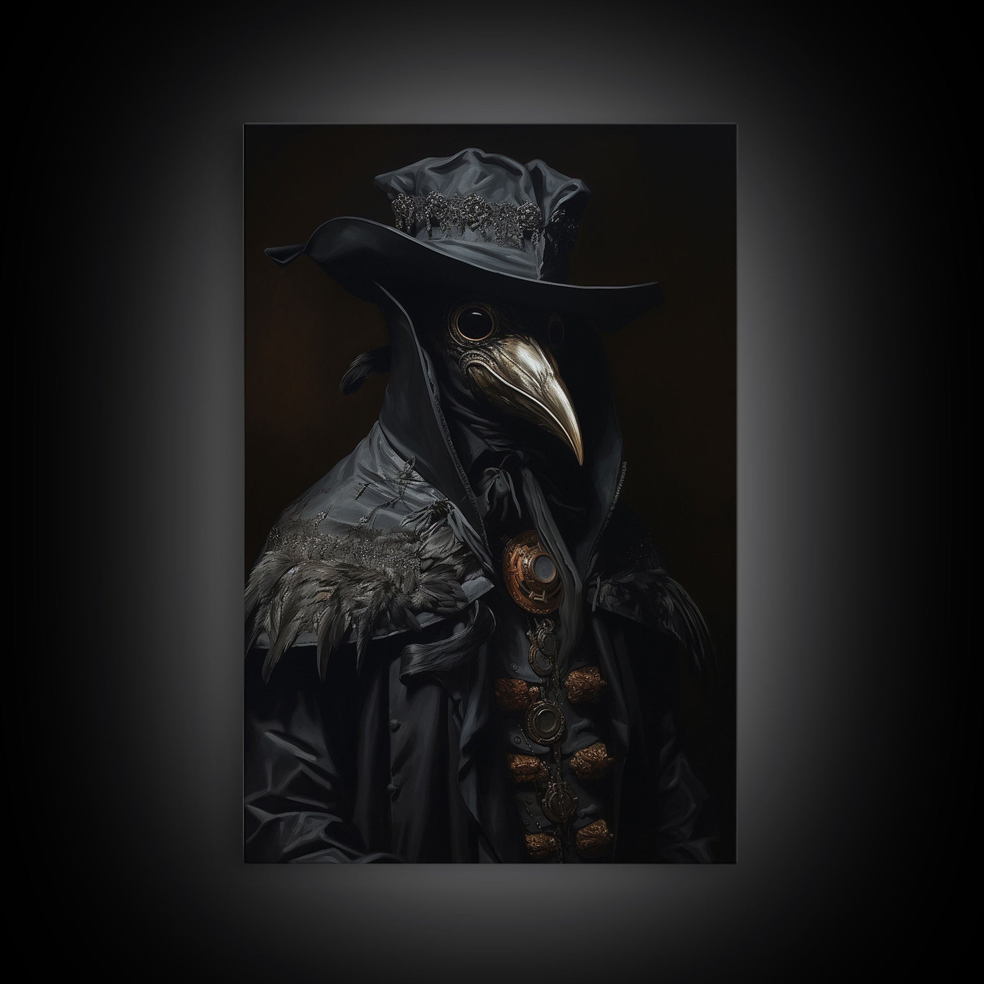 Gothic Plague Doctor Print, Vintage Canvas, Art Canvas Print, Dark Academia, Gothic Plague Doctor, Gothic Victorian Art, Framed Canvas