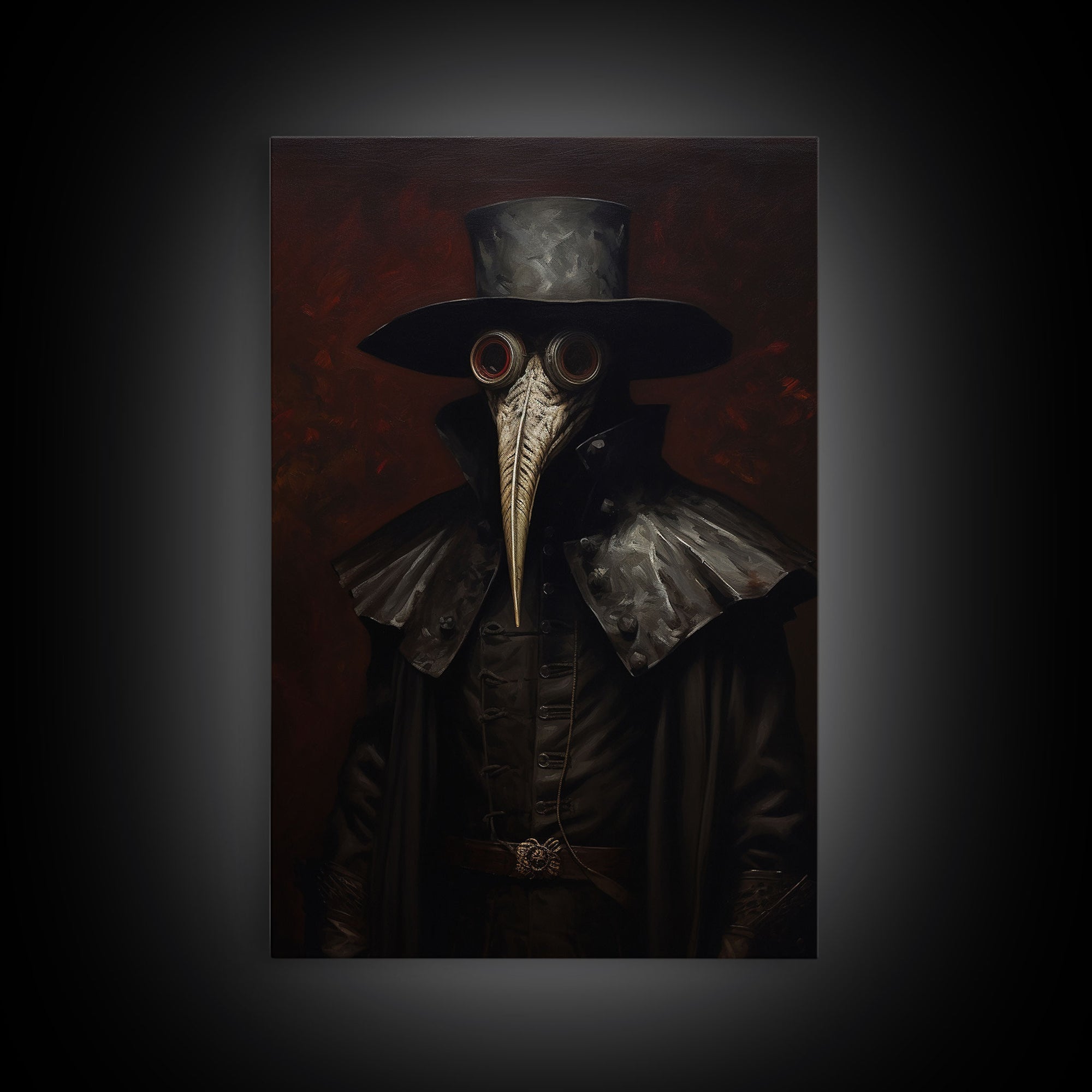 Gothic Victorian Plague Doctor Portrait, Dark Academia, Gothic Art, Framed Canvas Print, Wall Art, Halloween Decoration