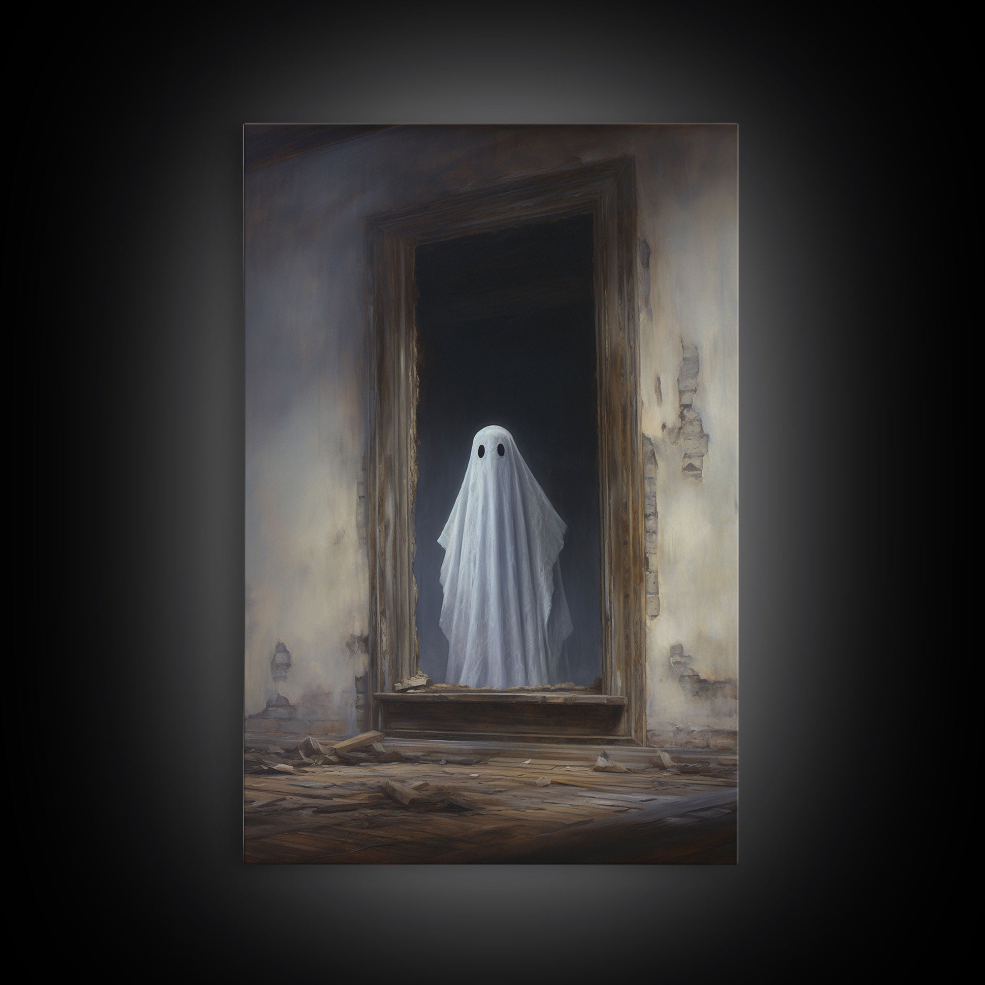 The Ghost In The Mirror, Framed Canvas or Canvas Print, Gothic Victorian Halloween Painting, Cool Halloween Decor, Dark Academia