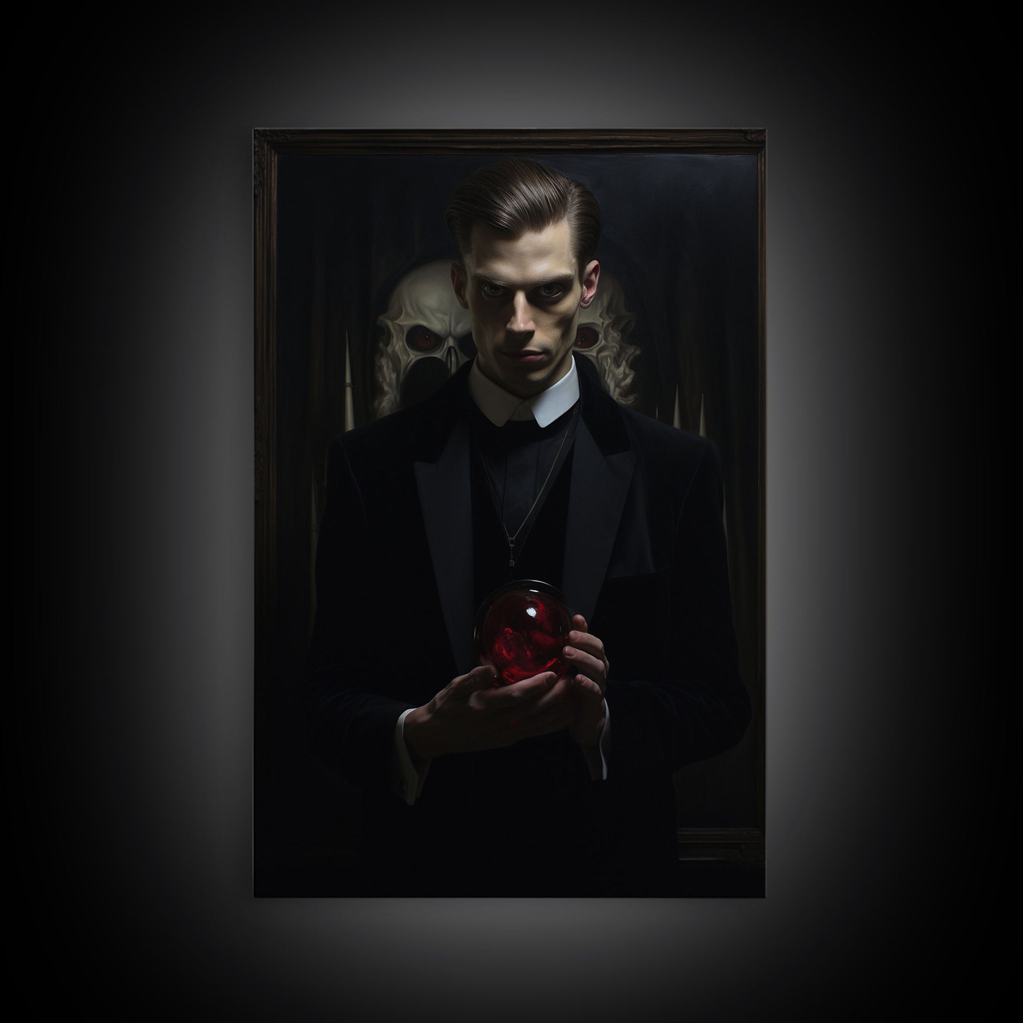 Portrait Of A Vampire Lestat, Framed Canvas Print, Spooky Halloween Art