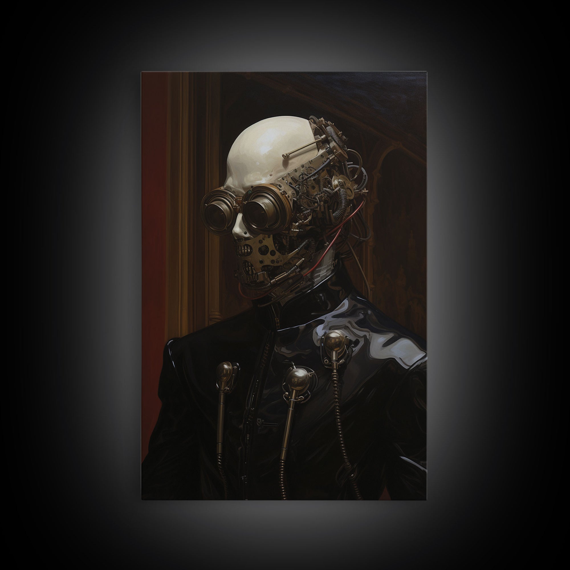 Halloween Cyborg, Creepy Art, Framed Canvas Print, Spooky Home Decor, Halloween Wall Art, Halloween Decorations, Scary Art