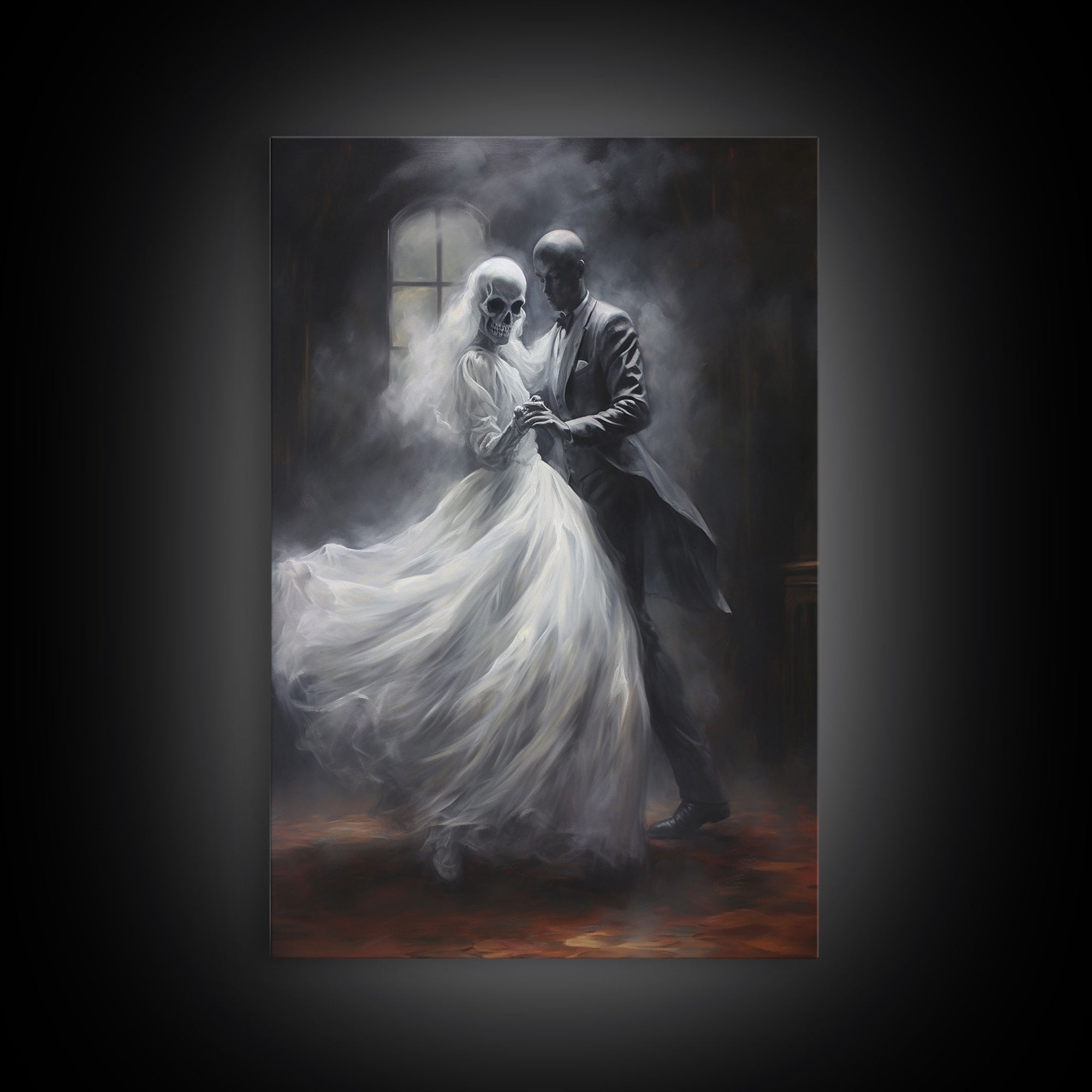 The Ghost's Dance, Framed Canvas Print, Cool Halloween Decoration, Victorian Gothic Dark Academia Haunted Art, Halloween Decoration 90s