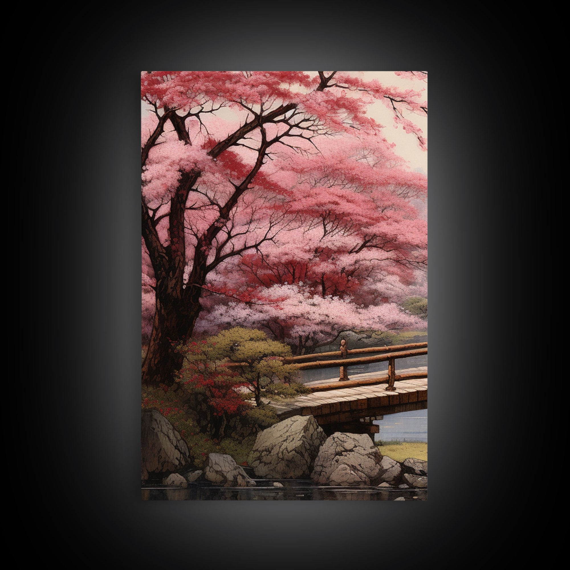 Cherry Blossom Wall Art, Japanese Print, Landscape Wall Art, Canvas Print, Wall Art, 3 Piece Wall Art, Farmhouse Wall Decor, Above Bed Art