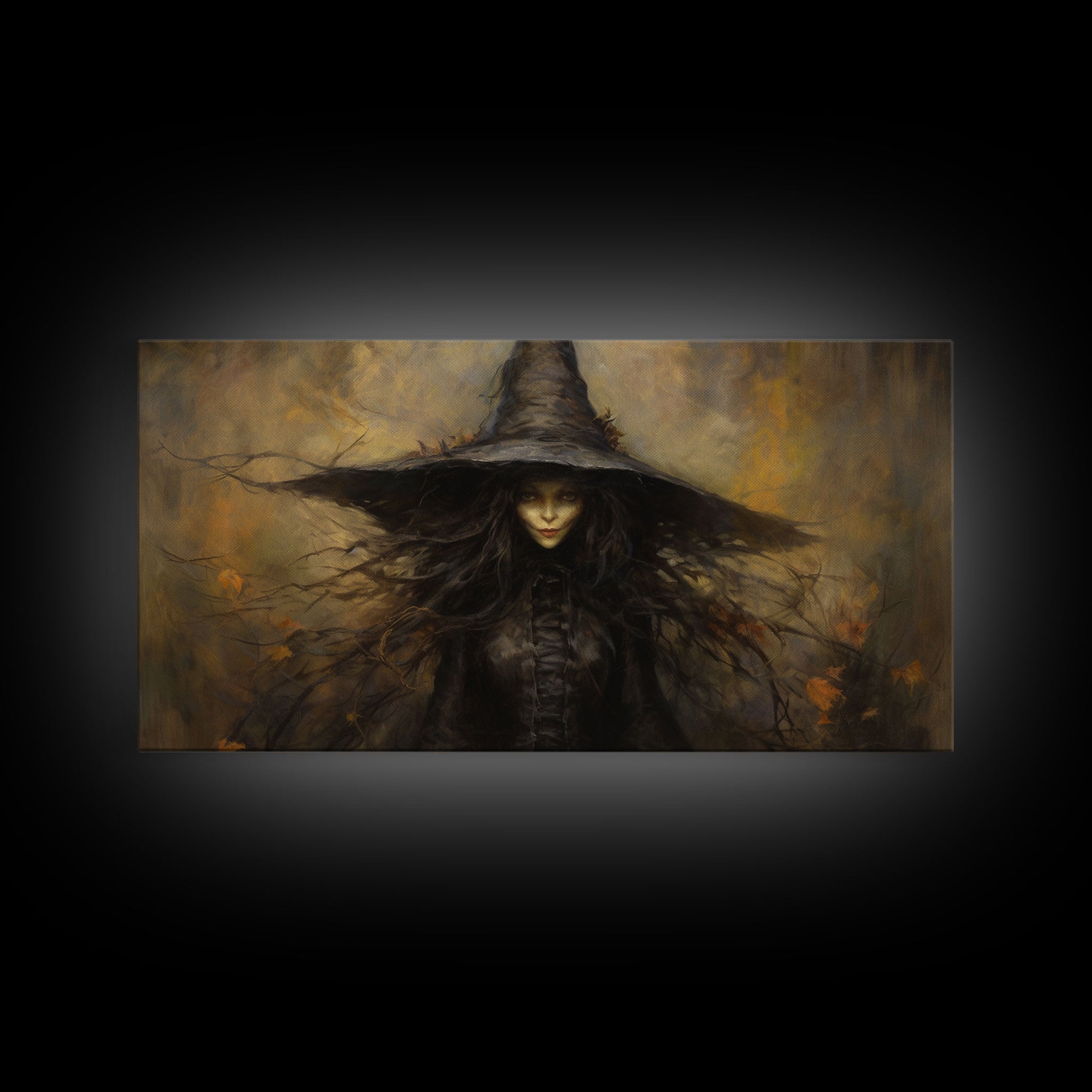 The Witch, Framed Canvas Print, Halloween Decor, Witch Painting, Horror Prints, Goth Art, Witchy Decor, Halloween Wall Art