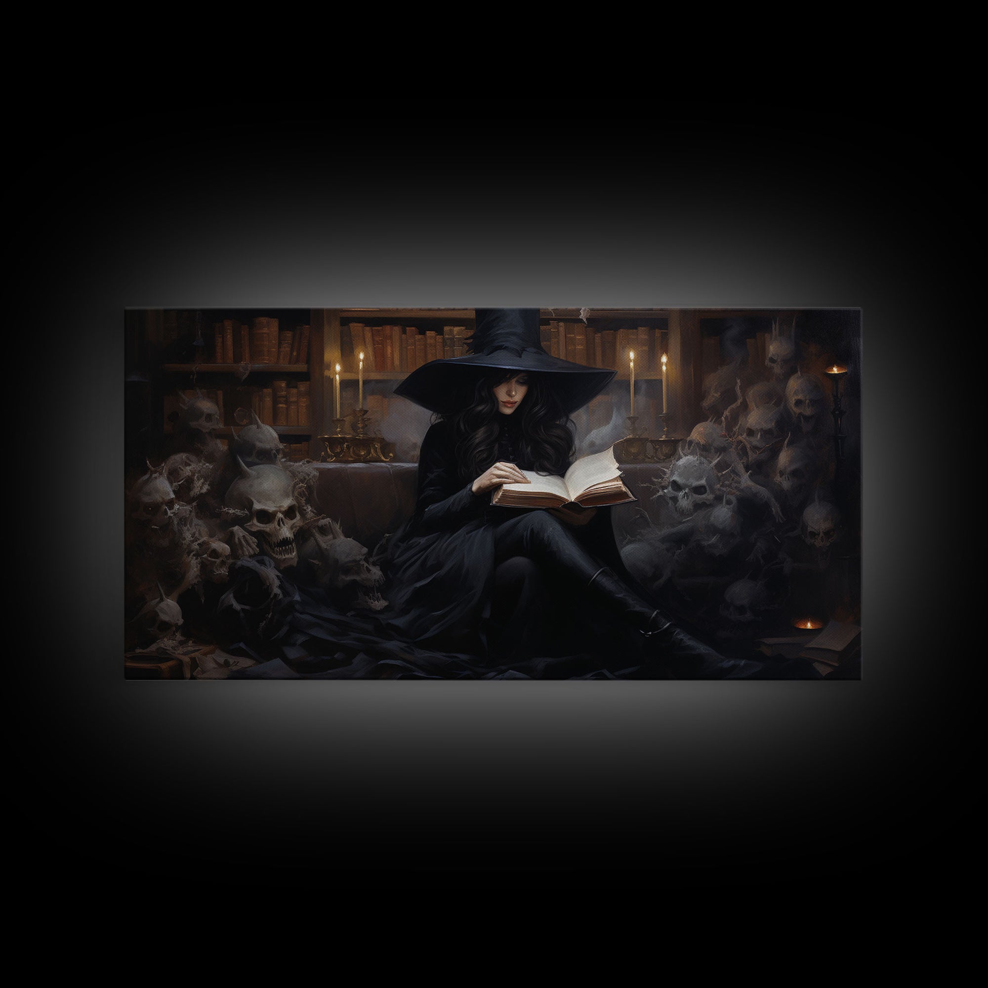 The Witch, Framed Canvas Print, Halloween Decor, Witch Painting, Horror Prints, Goth Art, Witchy Decor, Halloween Wall Art