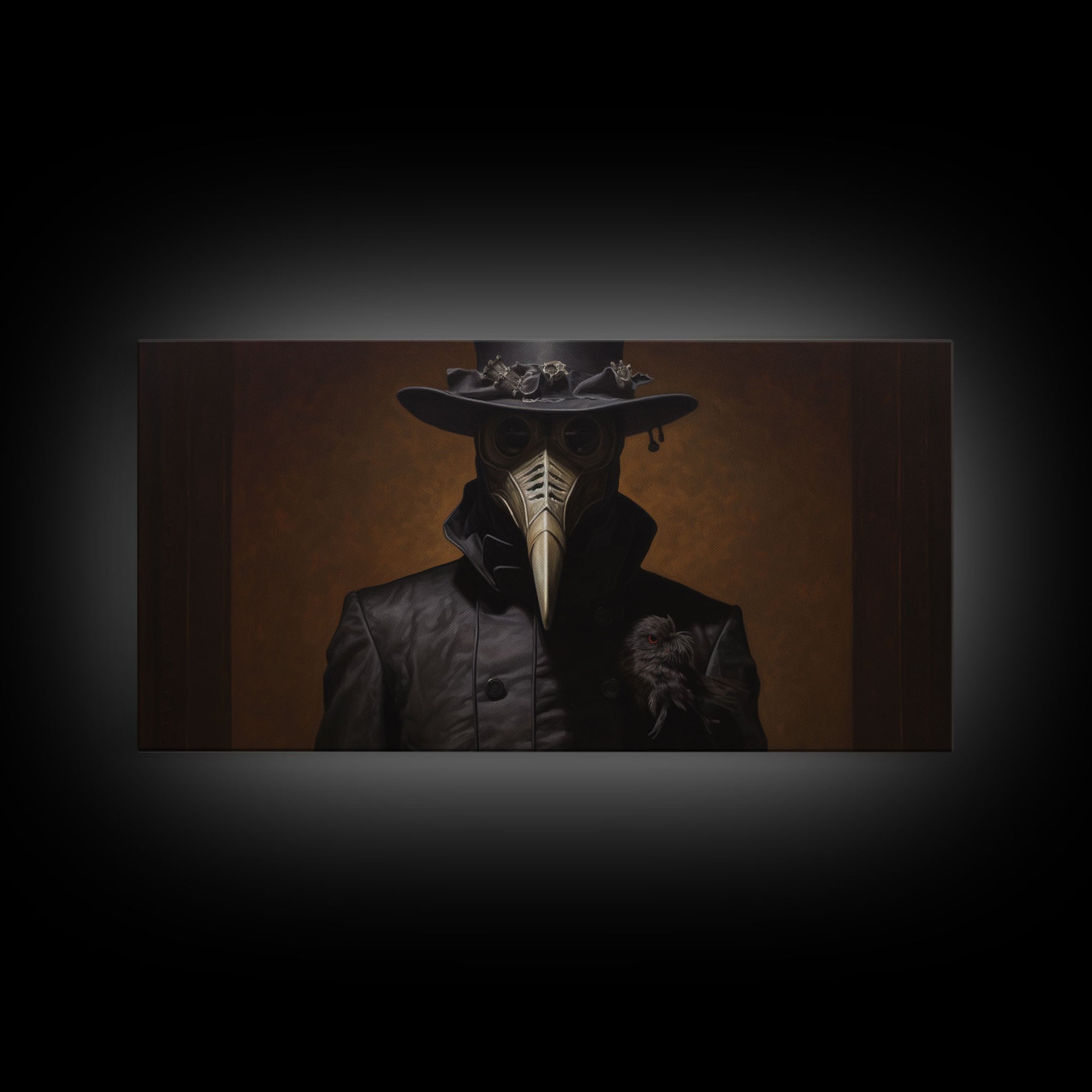 The Plague Doctor, Dark Academia, Framed Canvas print, Halloween Art Prints, Spooky Victorian Oil Painting Print, Halloween Decor