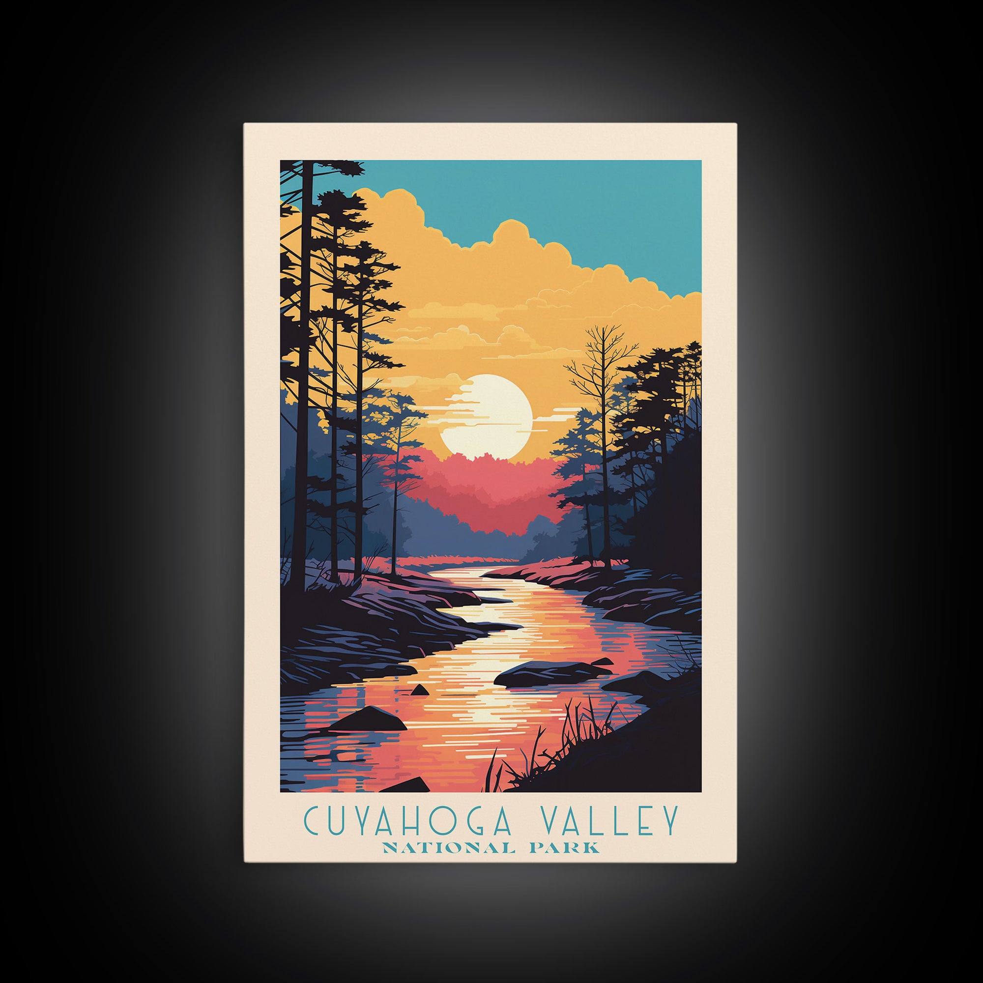 Cuyahoga Valley National Park Travel Poster Print, Canvas Print Wall Art, Ohio Travel Art, Midcentury Modern Travel Decor