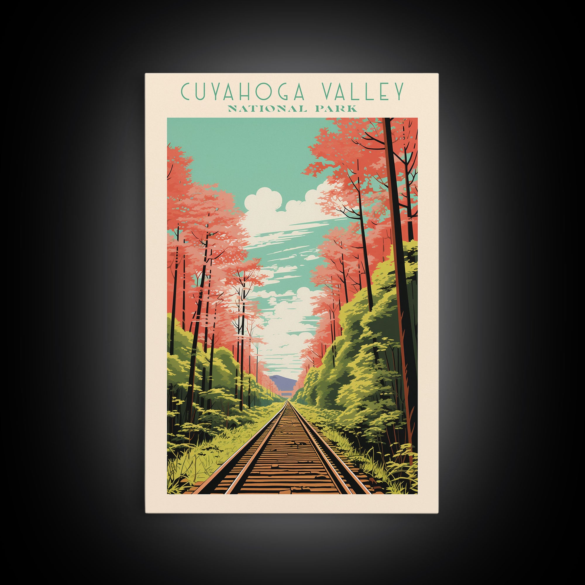 Cuyahoga Valley National Park Travel Poster Print, Canvas Print Wall Art, Ohio Travel Art, Midcentury Modern Travel Decor