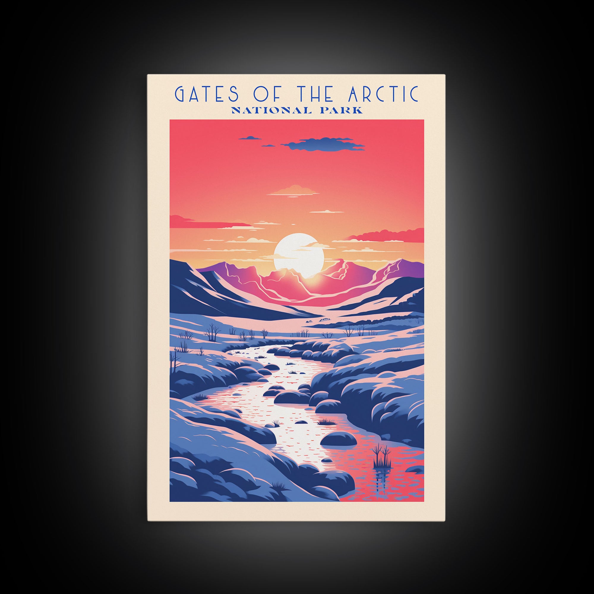 Gates of the Arctic National Park Travel Poster Art, Canvas Print Wall Art, Alaska Travel Art, Midcentury Modern Travel Decor, MCM Wall Art