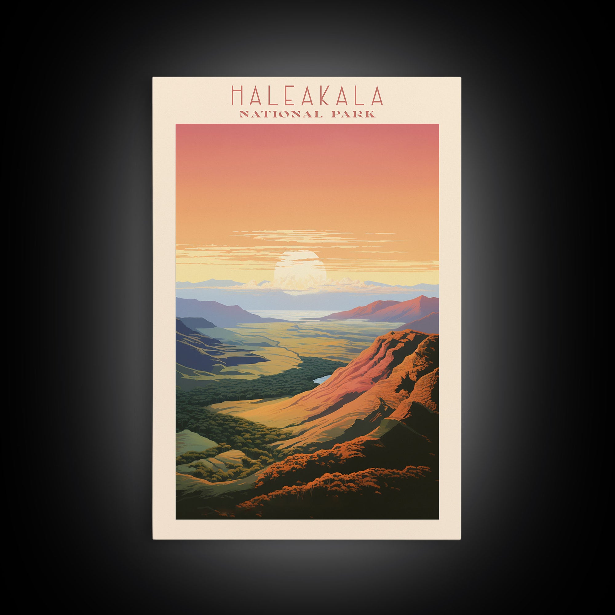 Haleakalā National Park Travel Poster Art, Canvas Print Wall Art, Maui Hawaii Travel Art, Midcentury Modern Travel Decor, Wall Art