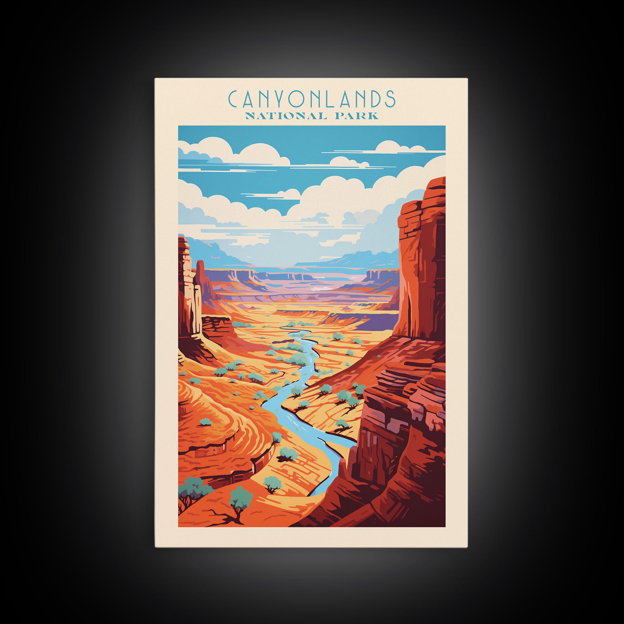 Canyonlands National Park Utah Travel Art, National Park Print, Minimalist Travel Art, Midcentury Modern Style Landscape Painting