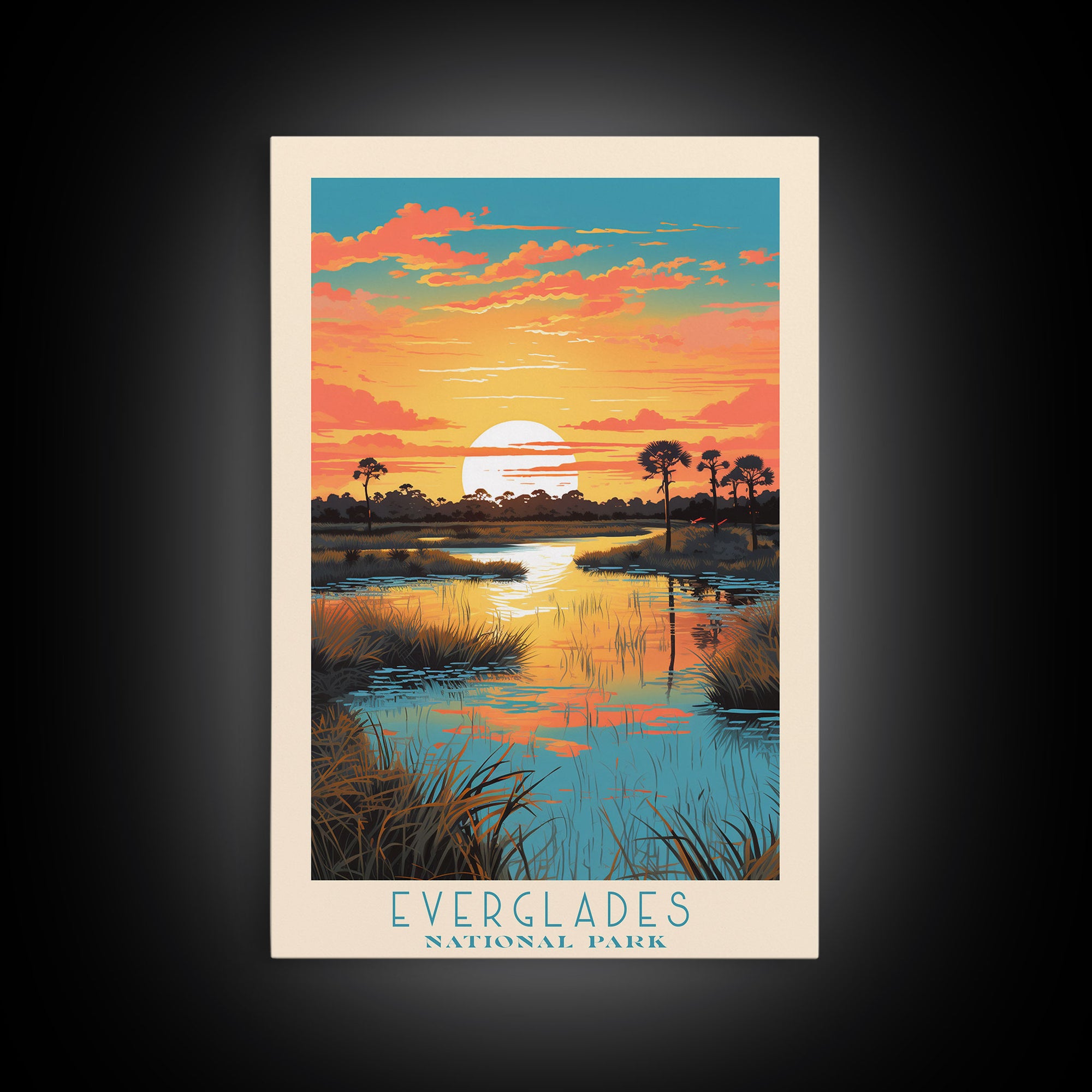 Everglades National Park Travel Poster Print, Canvas Print Wall Art, Florida Travel Art, Midcentury Modern Travel Decor, MCM Wall Art