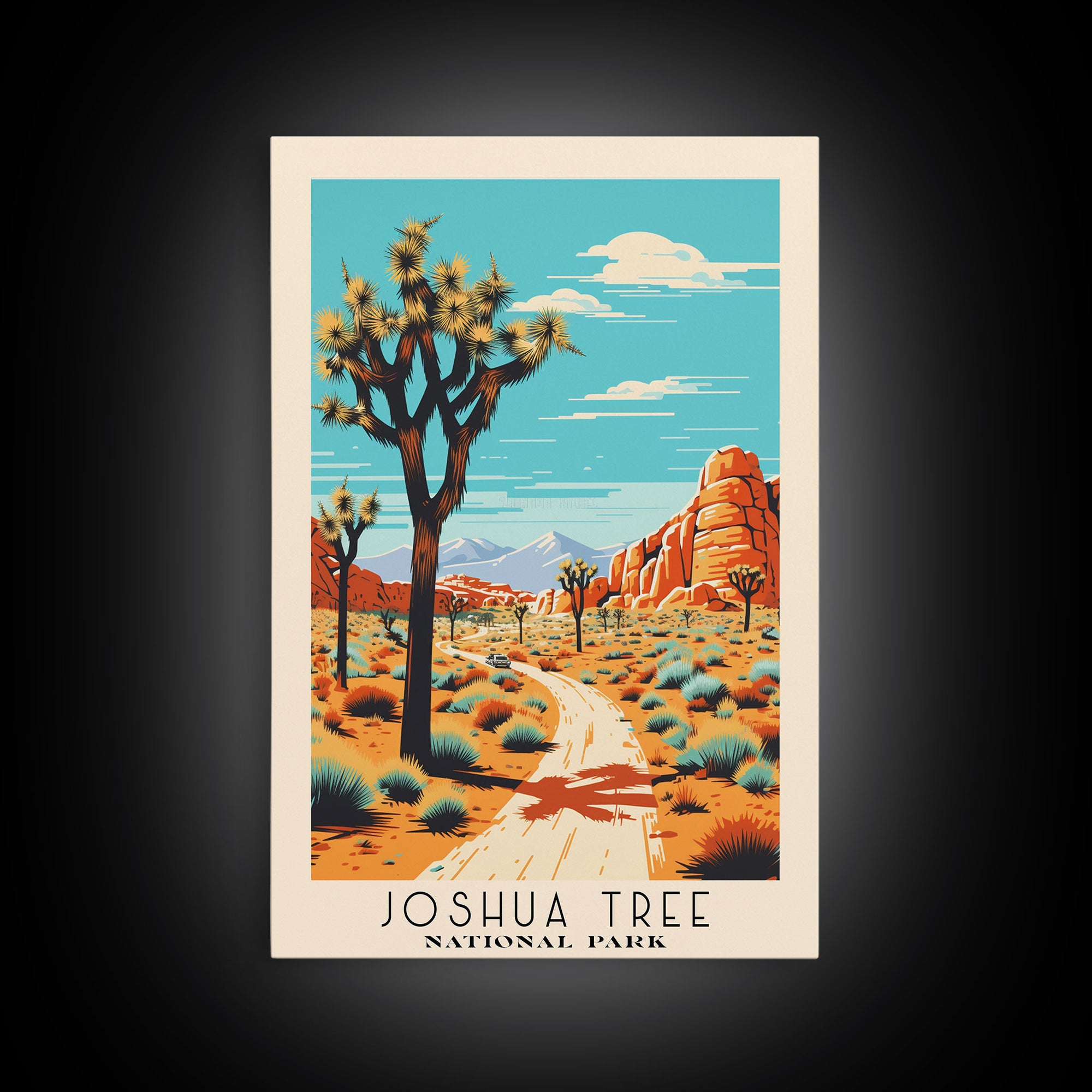 Joshua Tree National Park, California Travel Art, National Park Print, Minimalist Travel Art, Midcentury Modern Retro Style Landscape