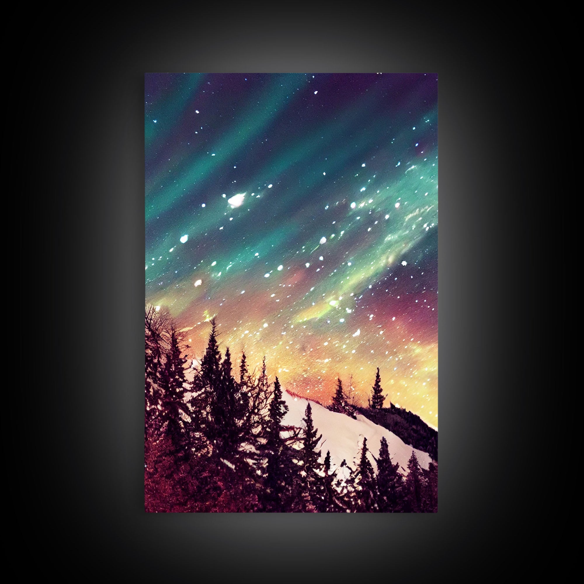 Snowfall in the forest, 3 Piece Wall Art, Ready To Hang Canvas Print