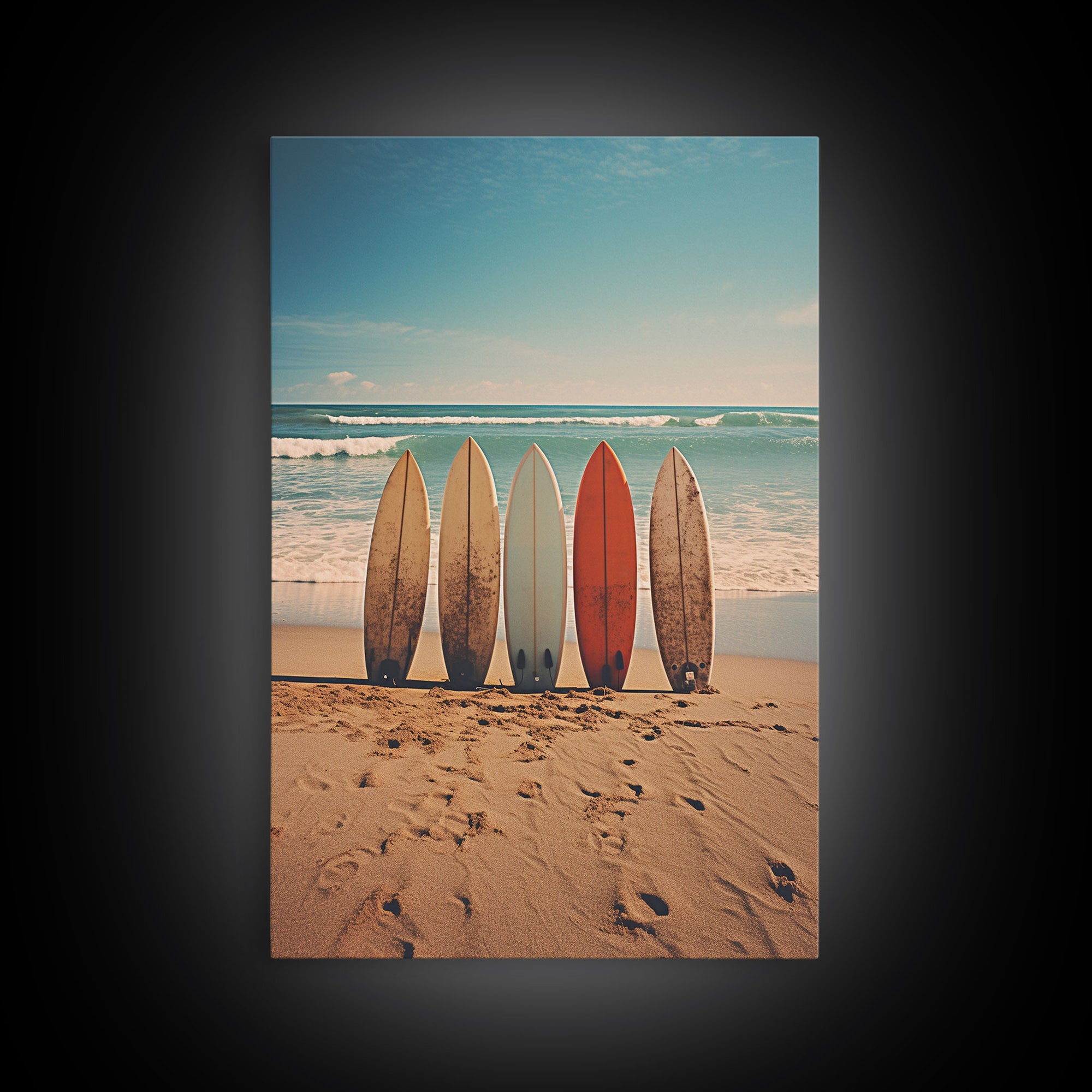 Surfboard Wall Art, Surf Print, Beach Wall Art, Surf Wall Art, Canvas Print, Wall Hanging, Portrait Art, Above Bed Art, Birthday Gift