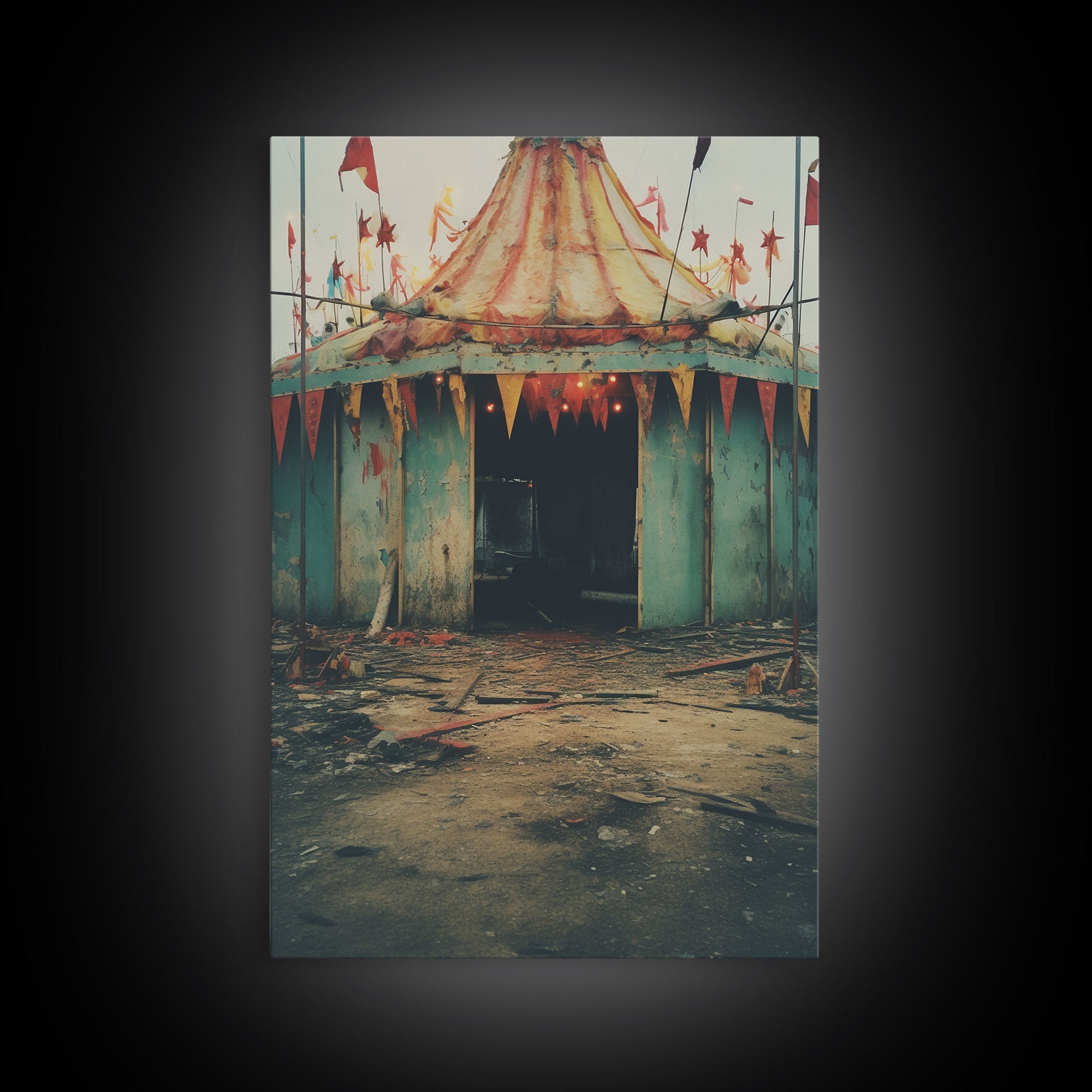 Carnival Art, Circus Tent, Minimalist Art, Canvas Print, Wall Hanging, Portrait Art, Creepy Wall Decor, Spooky Art Print, Modern Prints