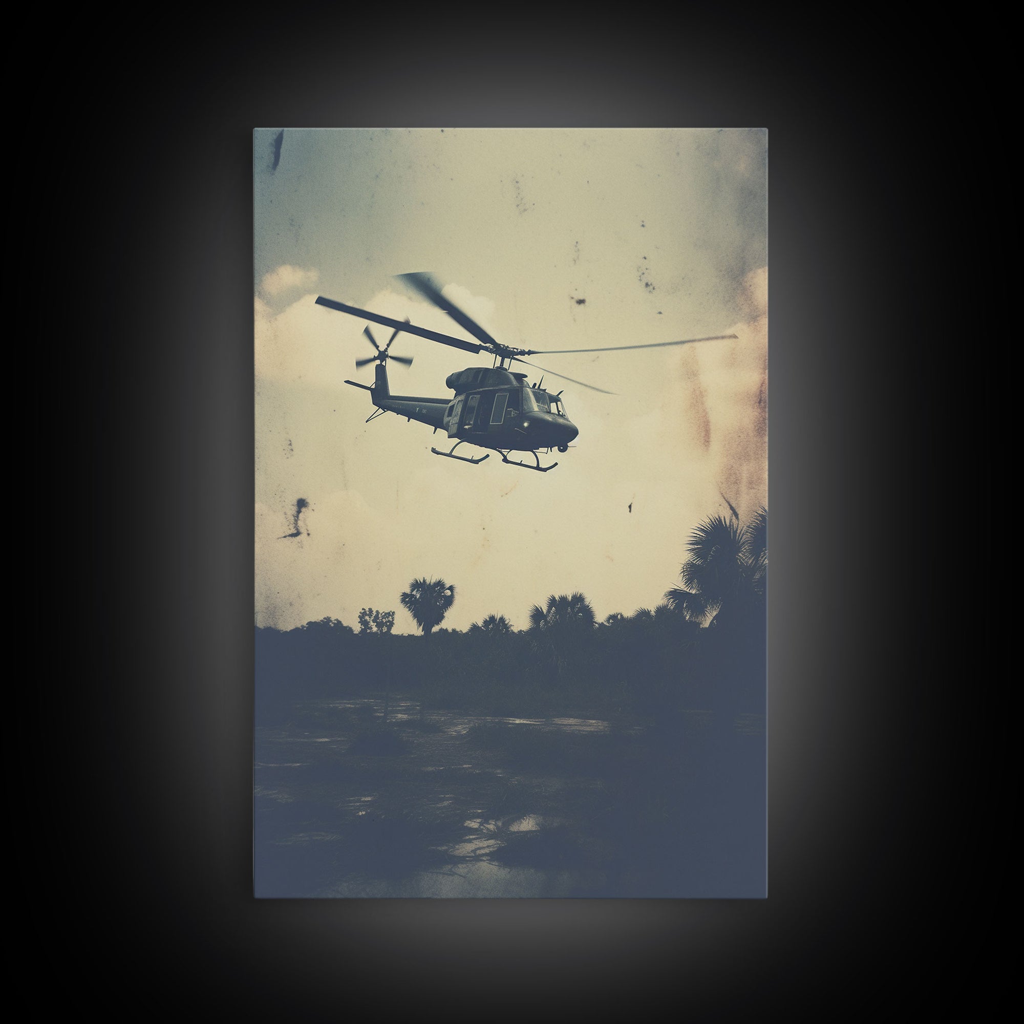 Helicopter, Aviation Wall Art, Lofi Art Print, Canvas Print, Wall Hanging, Portrait Art, Retro Art Print, Pilot Gift, Teen Boy Wall Art