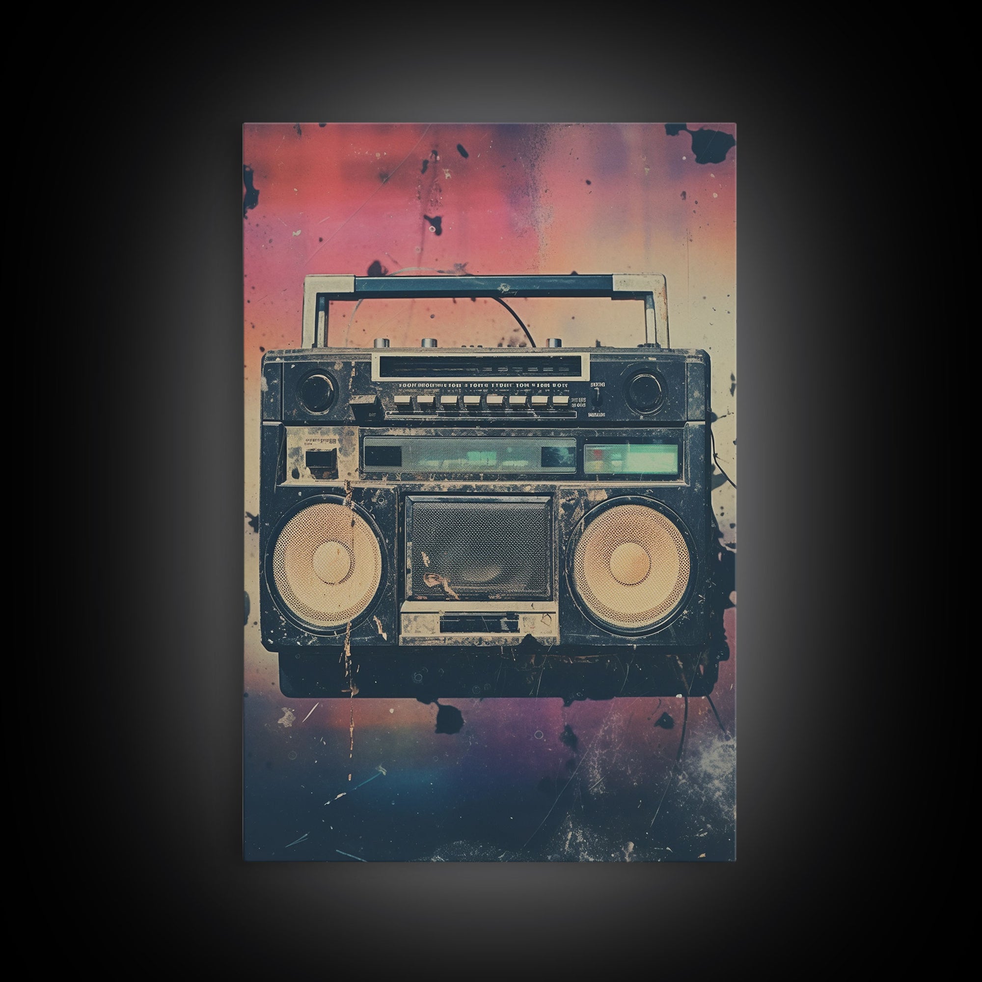 Boombox, Music Wall Art, Retro Wall Art, Canvas Print, Wall Hanging, Portrait Art, Apartment Wall Decor, Gaming Wall Decor, Above Bed Art