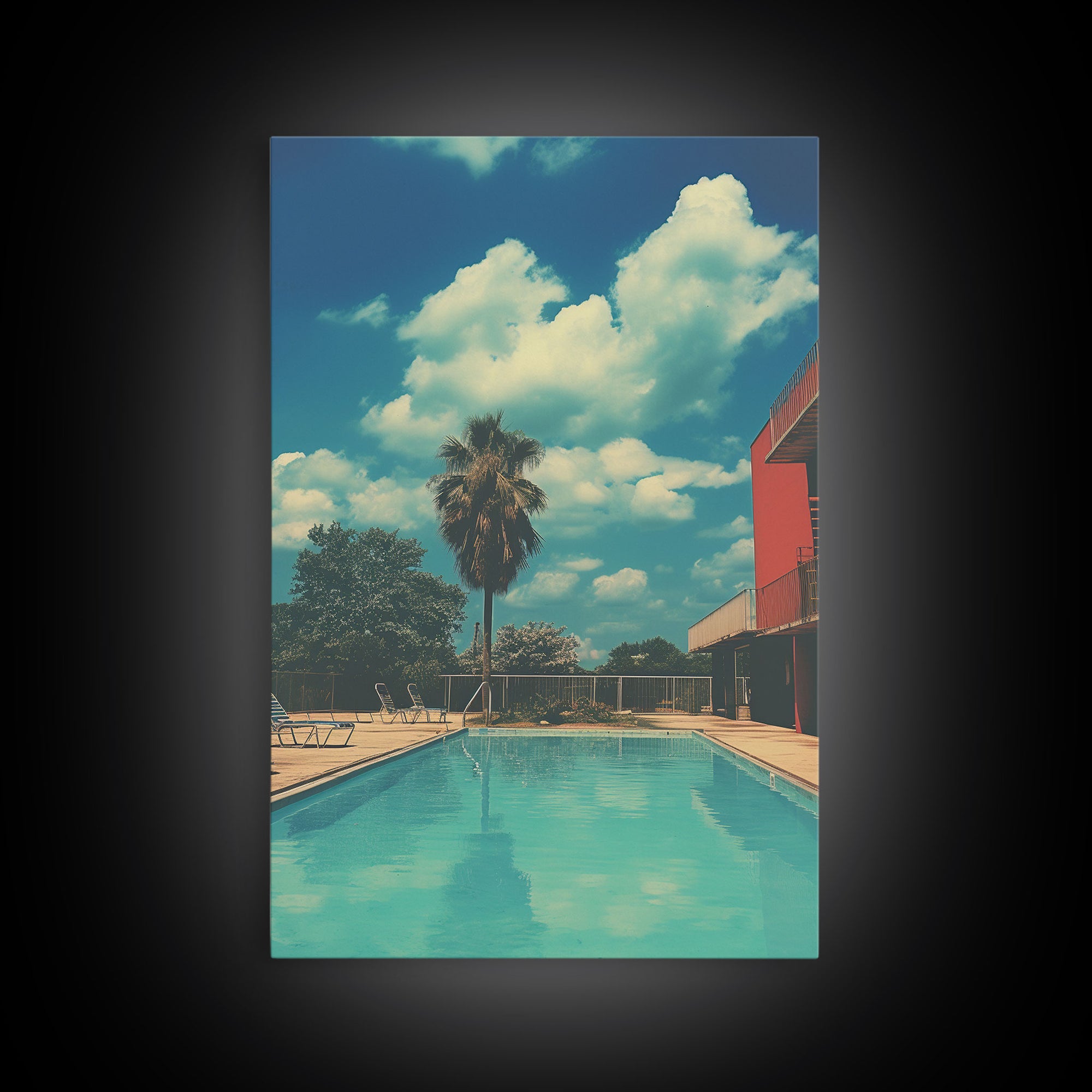 Los Angeles Pool, Retro Photography Print, Framed Canvas Art, Retro Decor, Retro Vibes