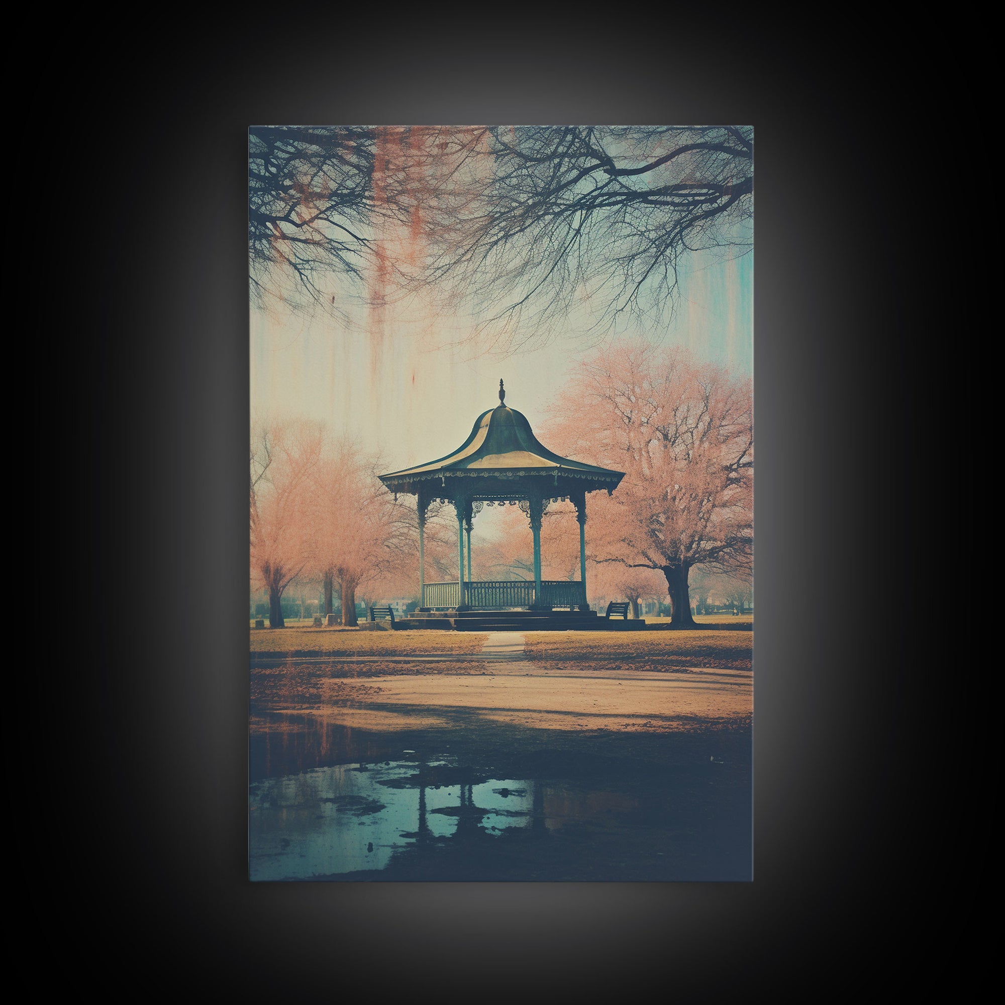 The Gazebo, Framed Canvas Print, Liminal Spaces Photography Print, Unique Wall Art, Gift For Art Lover