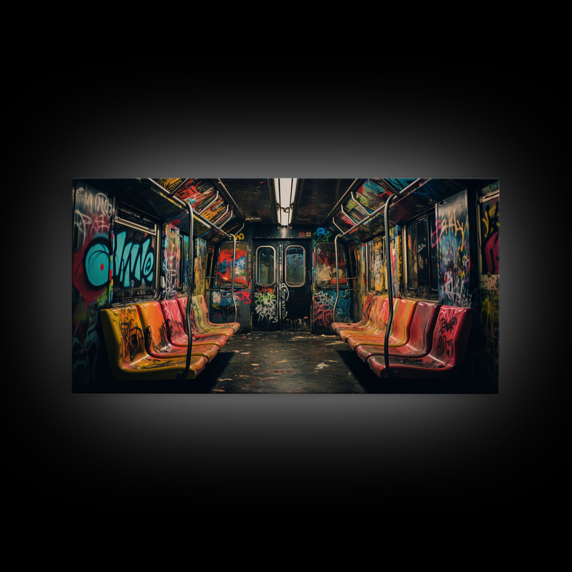 Graffiti Art On A Subway Train, Framed Canvas Print, Urban Decay, NYC 1970s, Graffiti Wall Art, Street Art, Pop Art Print, Industrial Art