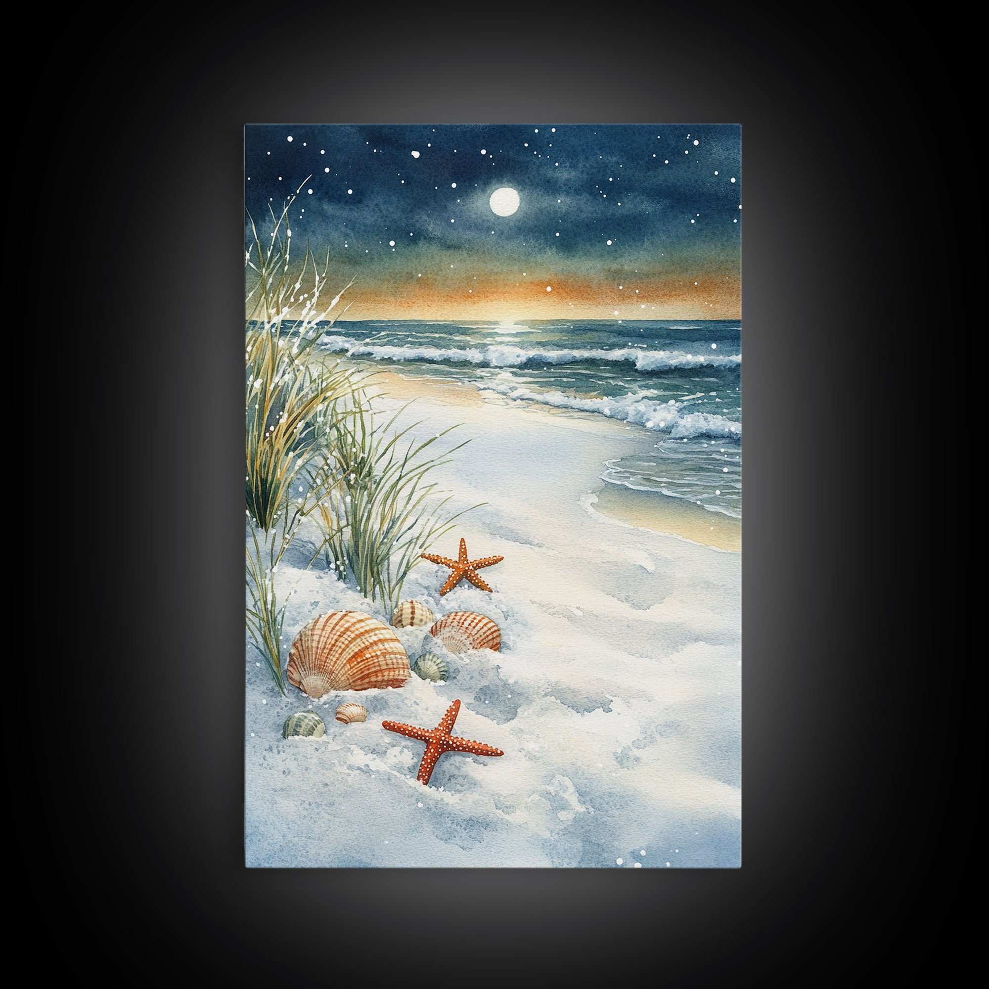 Canvas Print Of Christmas On The Beach, Trendy Christmas Art, Winter Art, Winter Art Print, Wood Framed Art