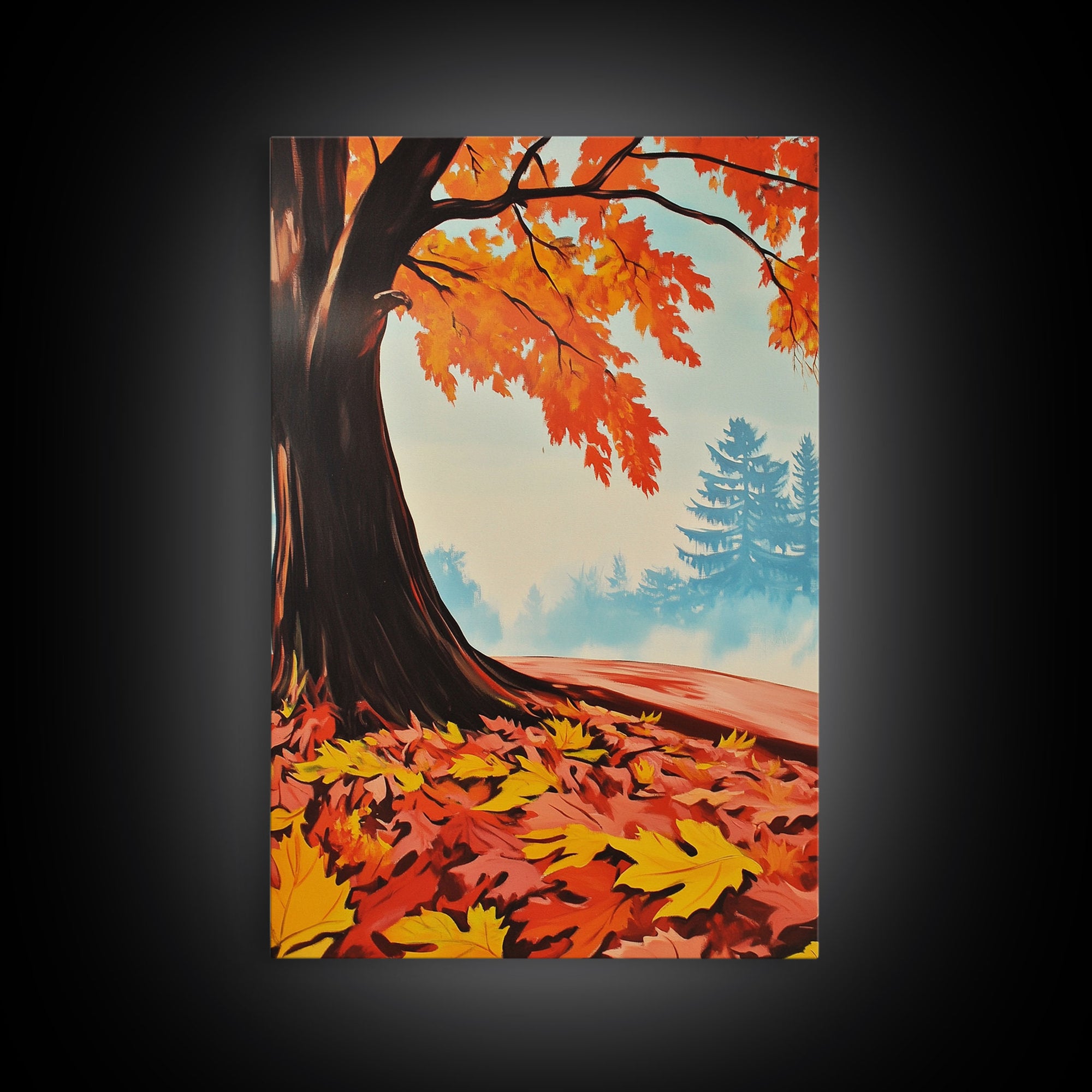 Framed Canvas Print of Vibrant Autumn Tree and Leaves, Seasonal Wall Art, Fall Decor, Gift Idea, Modern Farmhouse, Autumn Landscape Art