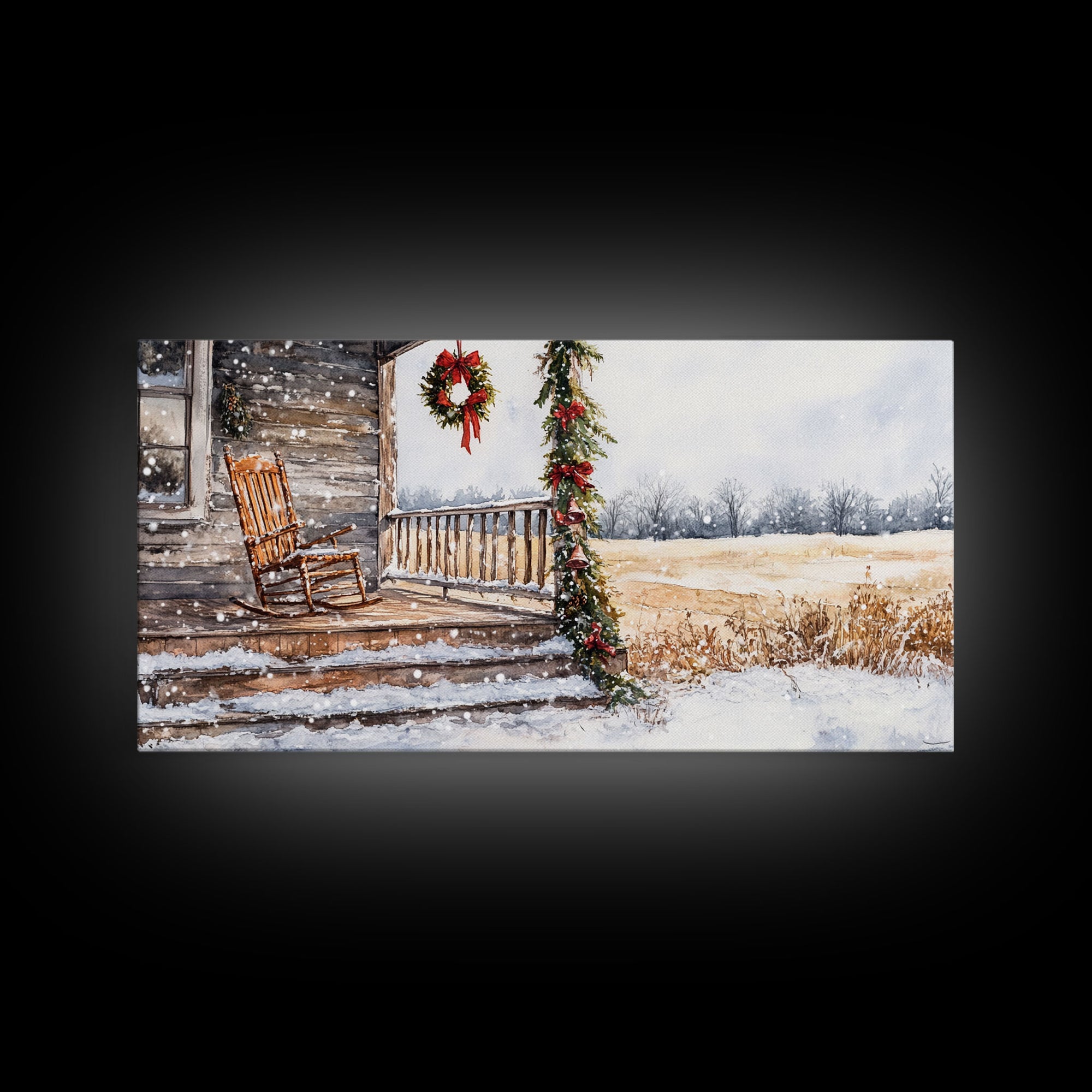 Rocking Chair in Winter - Christmas home decor, farmhouse Christmas decor, rustic Christmas decor Christmas door decor, Christmas decor wood