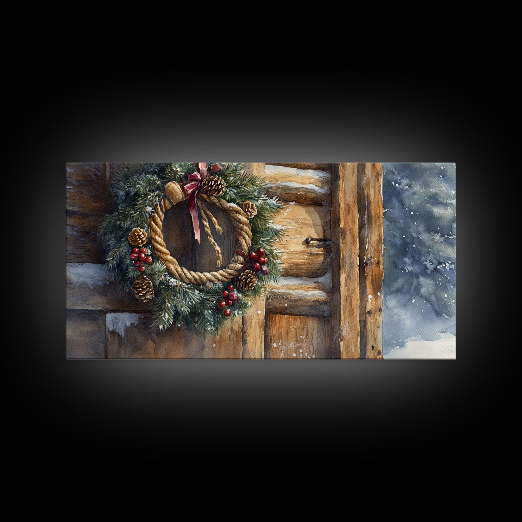 Christmas door decor, rustic Christmas decor, canvas print, Christmas decor wood, Christmas wall decor, holiday wall art