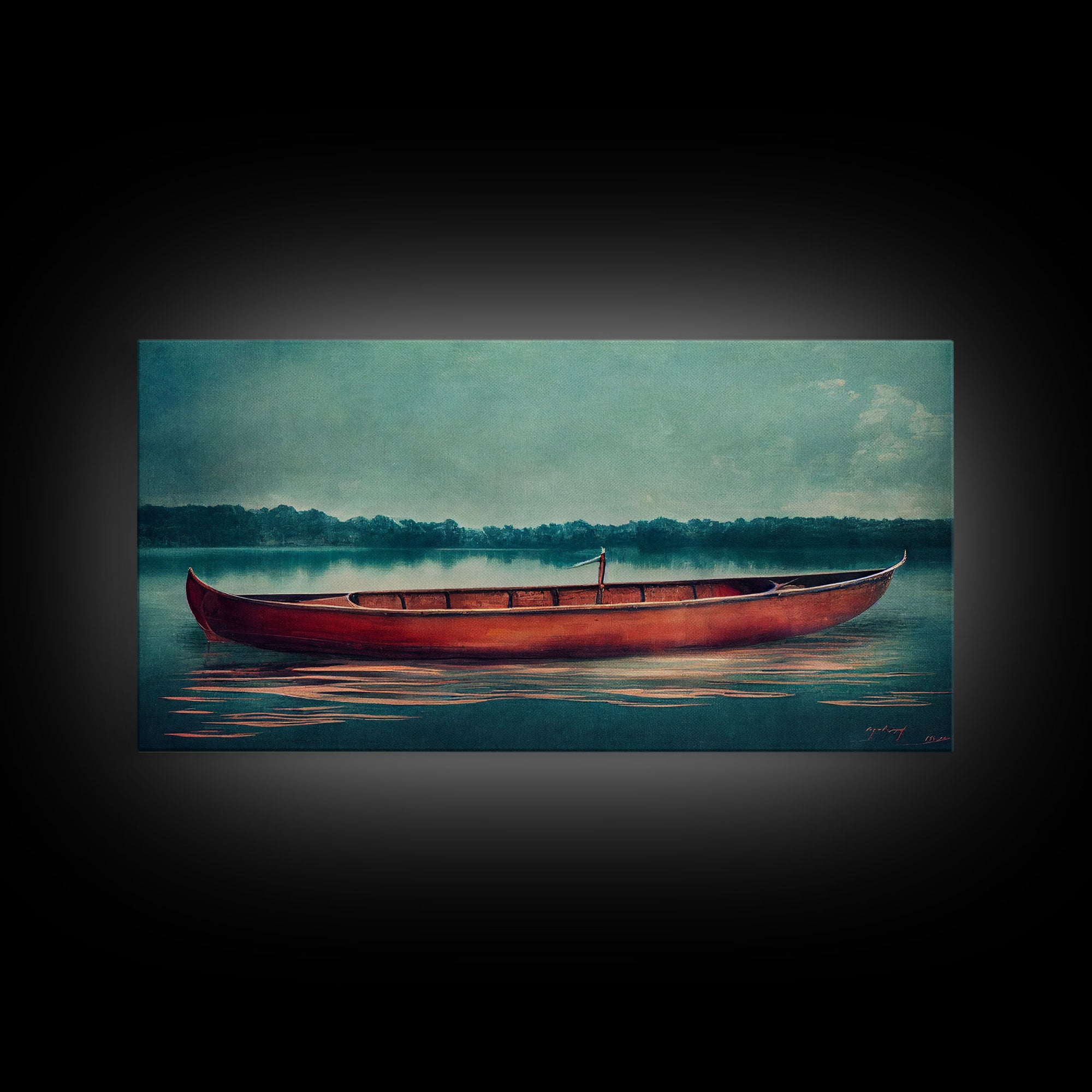 Painting of a Canoe, Lakehouse Art, ready to hang canvas print wall art, framed canvas wall art, mancave wall art