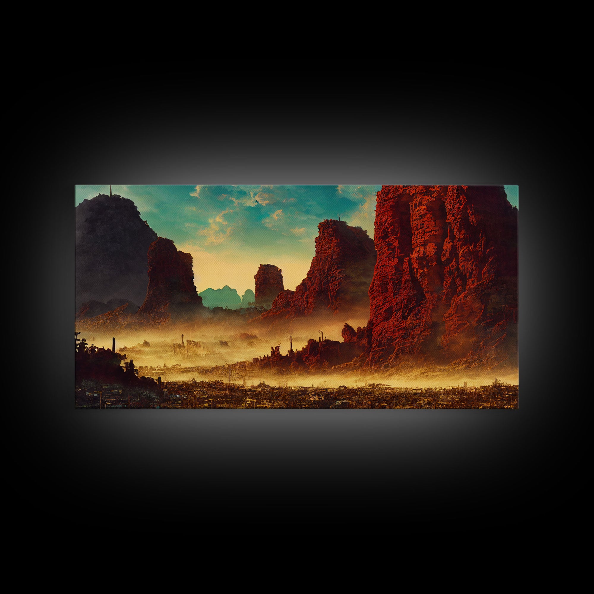 Post Apocalyptic Desert Hellscape, ready to hang canvas print wall art, framed canvas wall art, mancave wall art