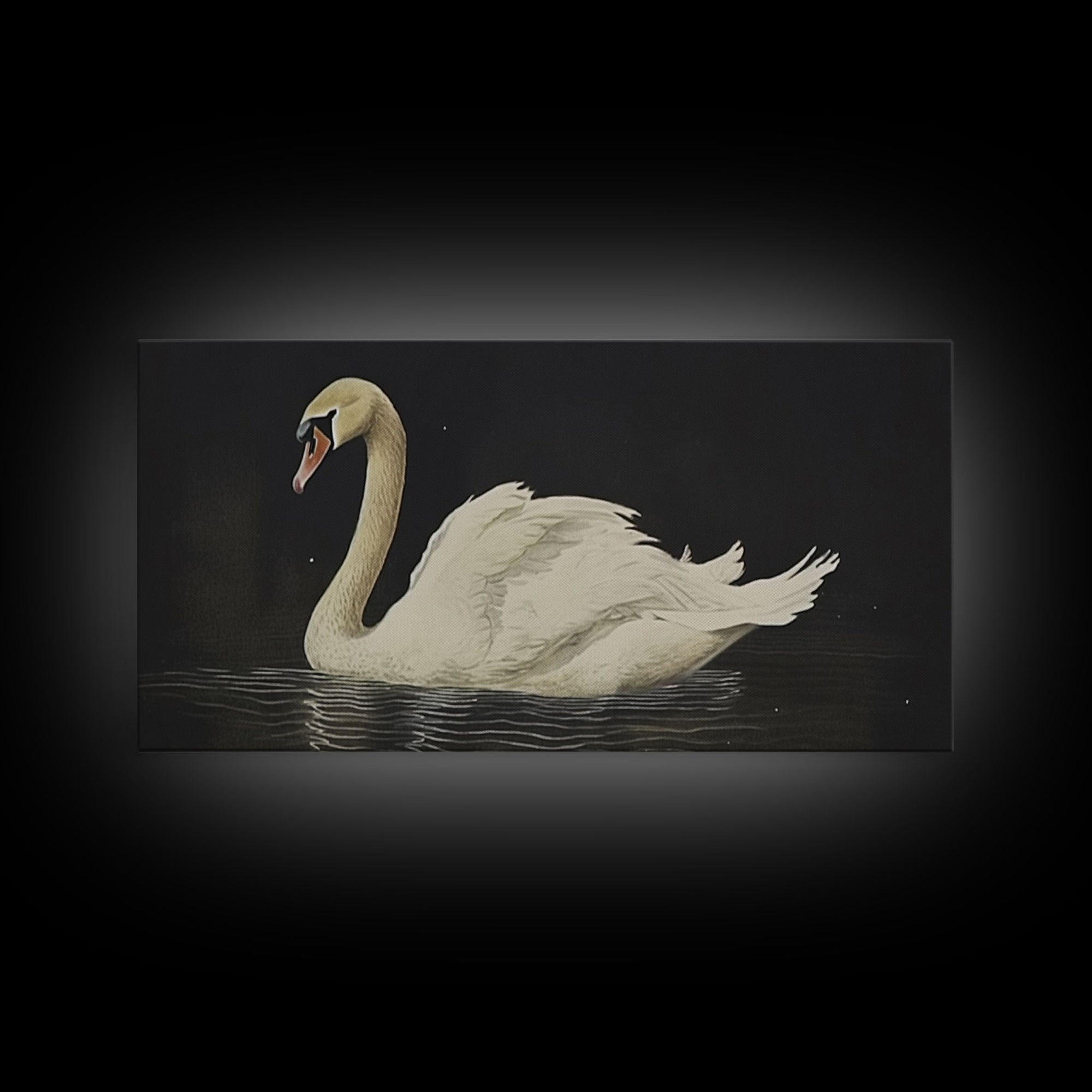 The Black Swan, Vintage Framed Canvas Art, Framed Vintage Print, Vintage Painting, Black Swan Art, Girls Room or Nursery print