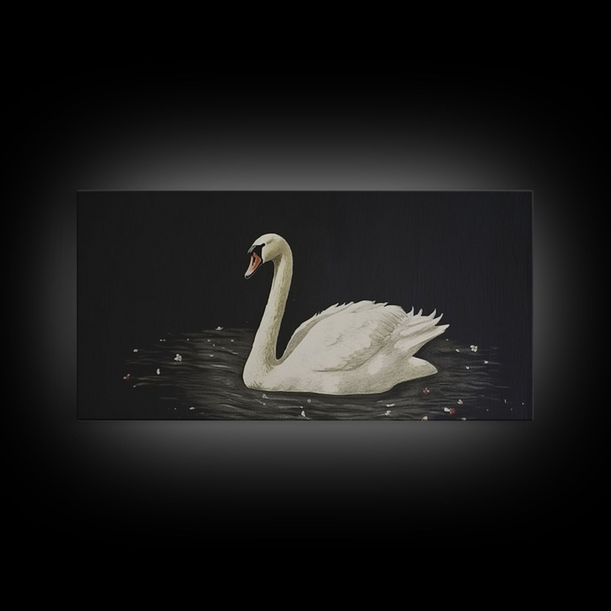 The Black Swan, Vintage Framed Canvas Art, Retro Framed Vintage Print, Vintage Painting, Black Swan Art, Girls Room or Nursery print