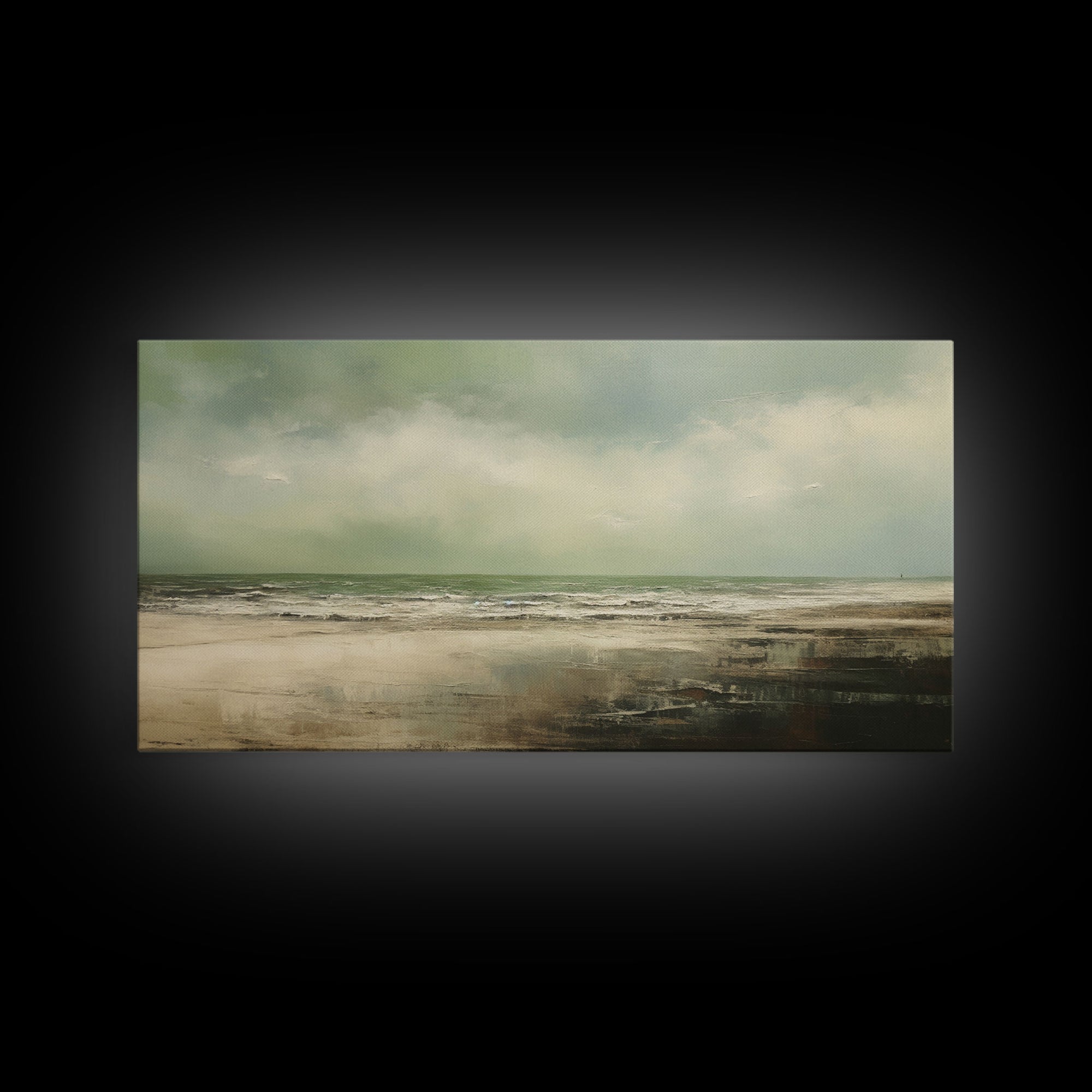 Landscape Oil Painting Canvas Print Wall Art, Nature Framed Large Gallery Art, Minimalist Art, Ready To Hang, Moody and Drab Art