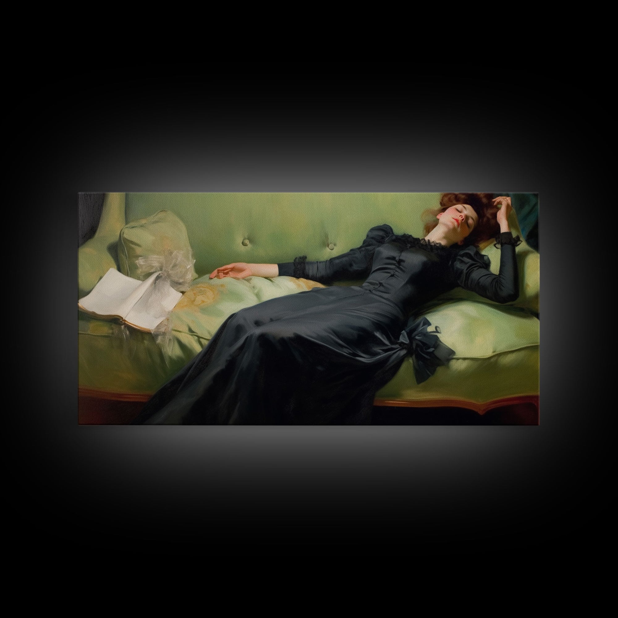 One Of Those Days, Conked Out On The Couch, Decadent Young Woman, Gilded Age Inspired Victorian Female Figure Wall Art