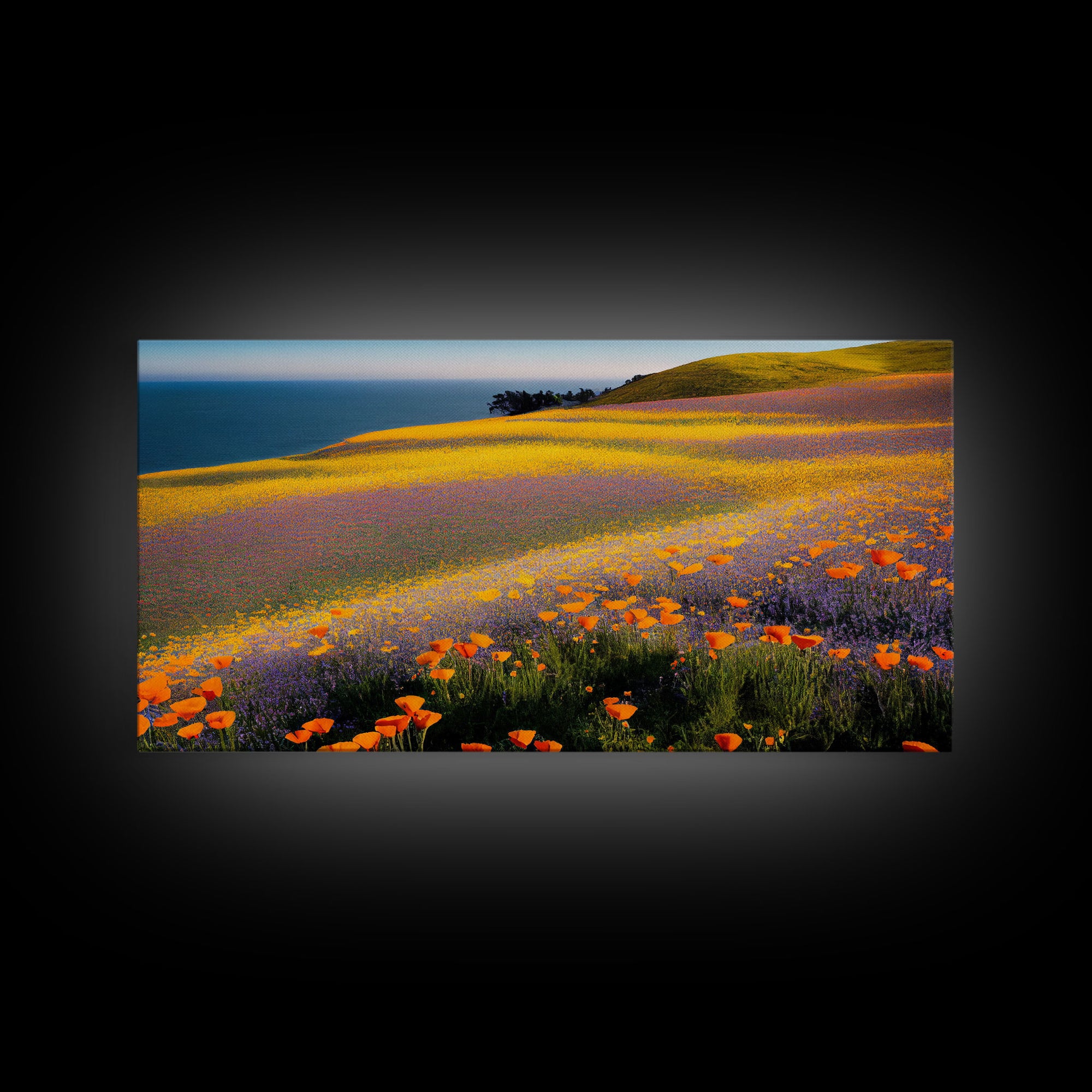 Vintage Wildflower Field Wall Art | Field Of Flowers Art | Botanical Wildflower Art | Framed Canvas Print | Framed Art