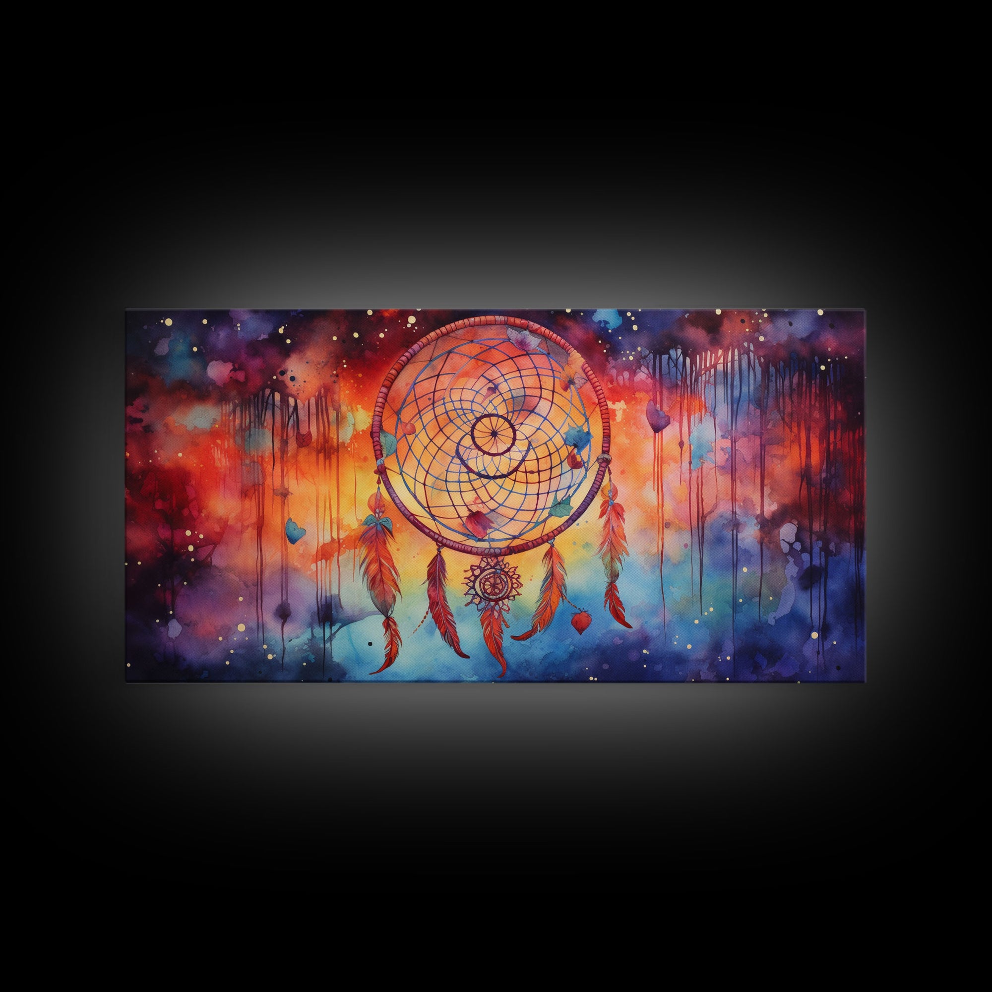 The Dream Catcher, Framed Canvas Print, Surreal Galaxy Inspired Dream Catcher, Native American Inspired Wall Art, Southwester Decor