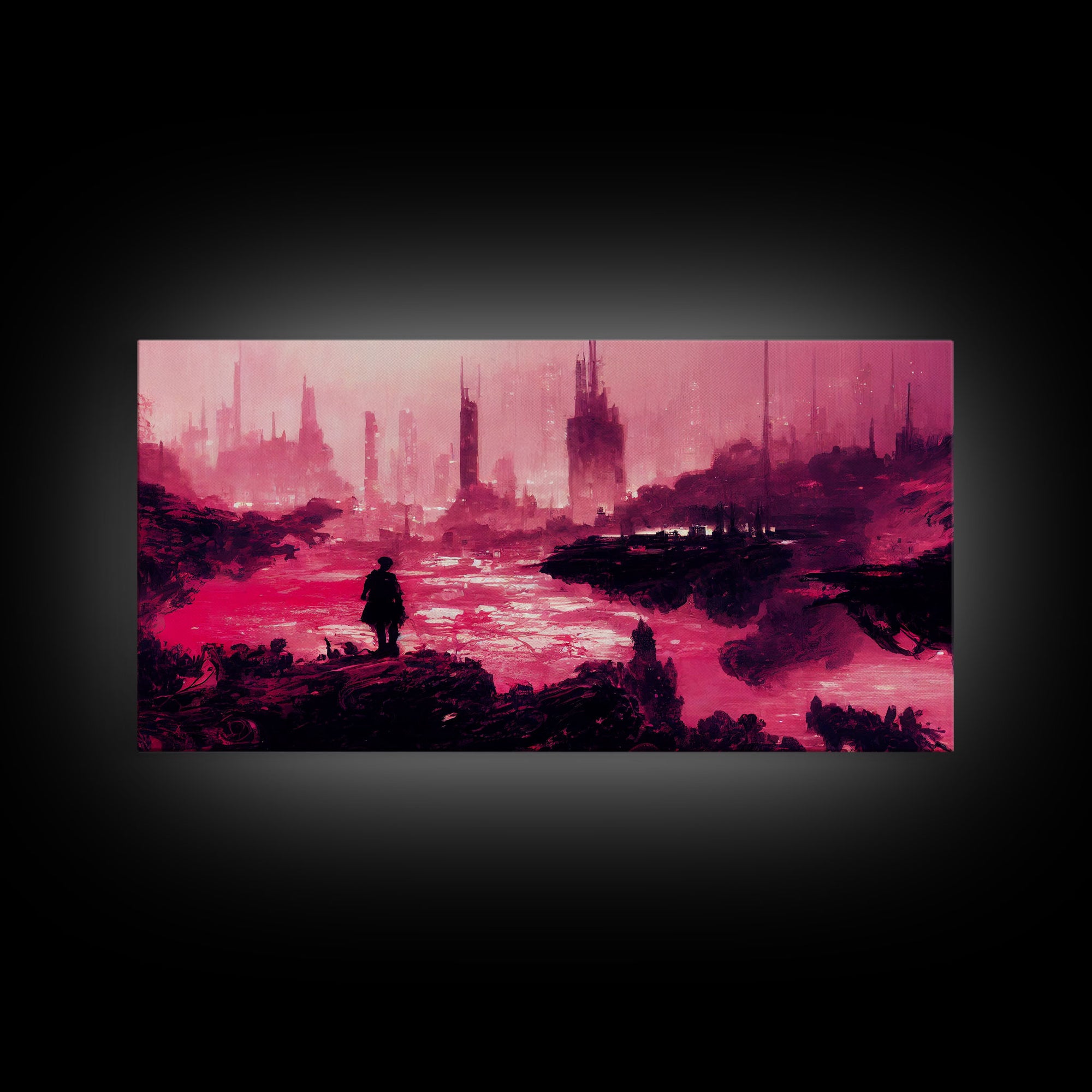 Surreal Dystopian Cyberpunk Art, ready to hang canvas print, framed art